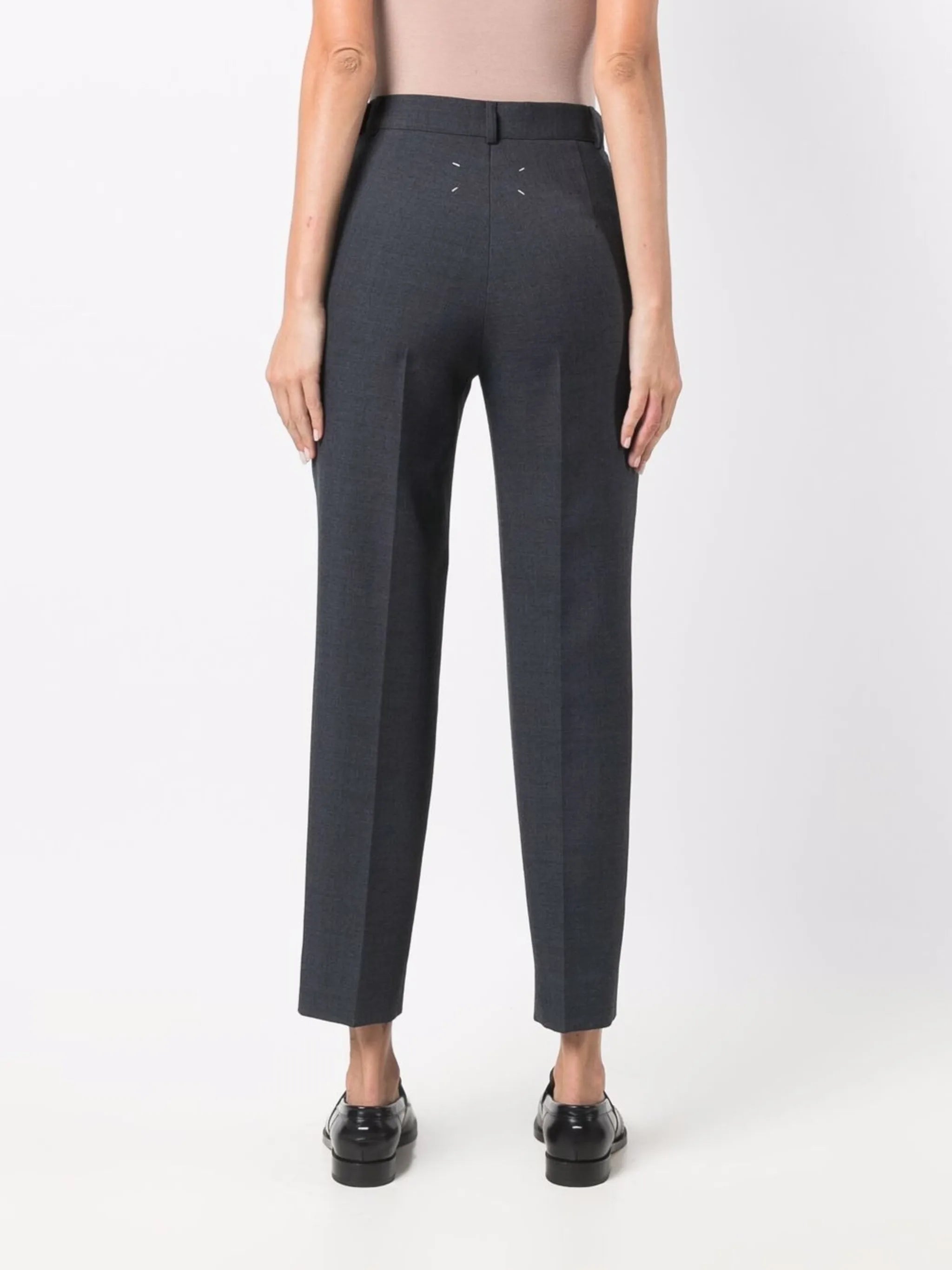 high-waisted slim-fit trousers