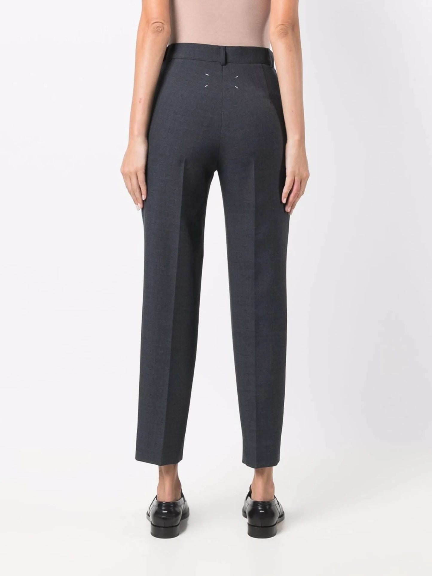 high-waisted slim-fit trousers