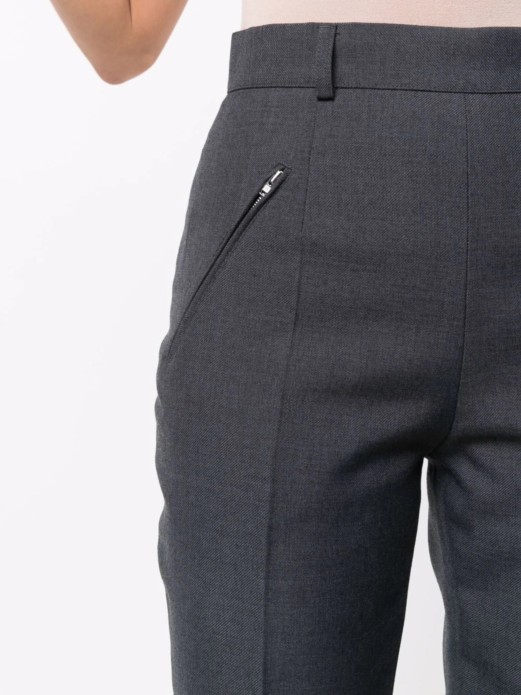 high-waisted slim-fit trousers