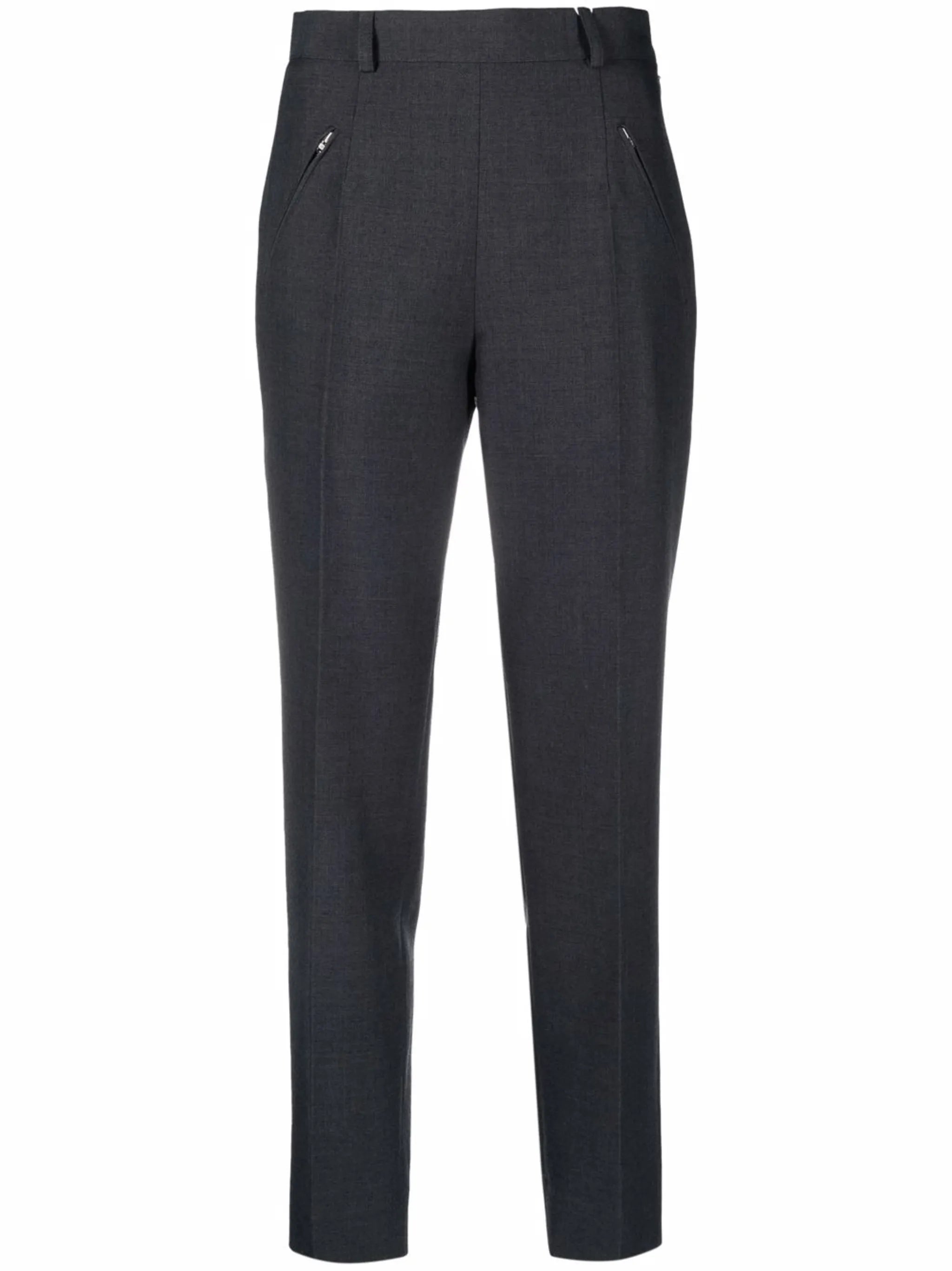 high-waisted slim-fit trousers