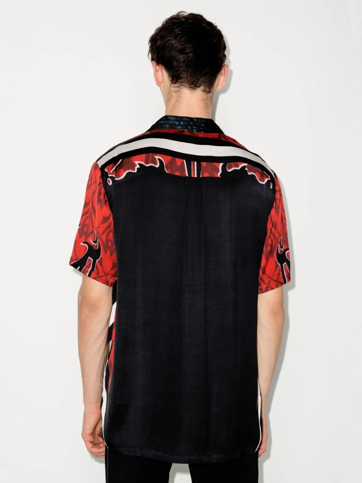 Dragon Warrior-print bowling shirt