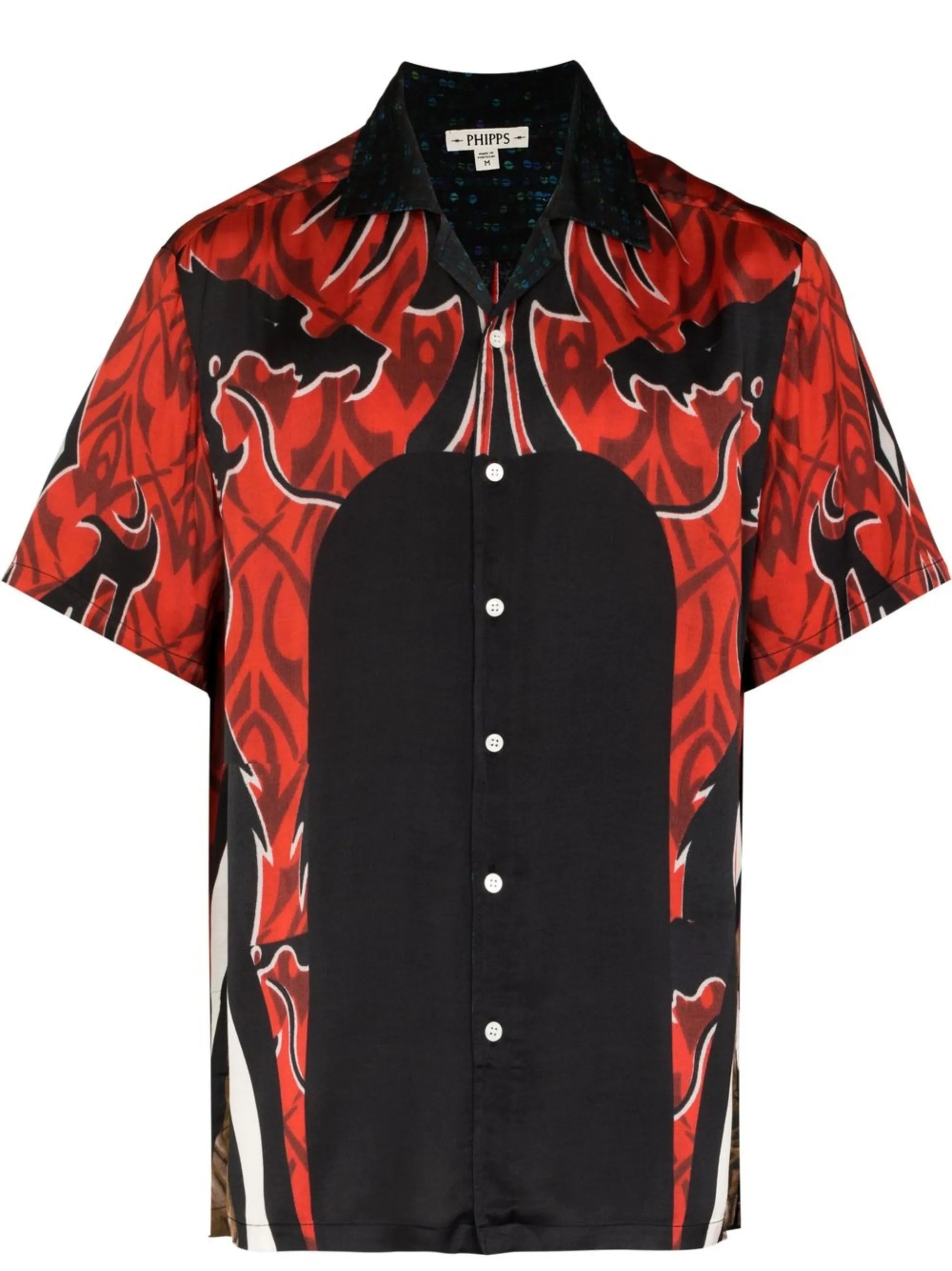 Dragon Warrior-print bowling shirt