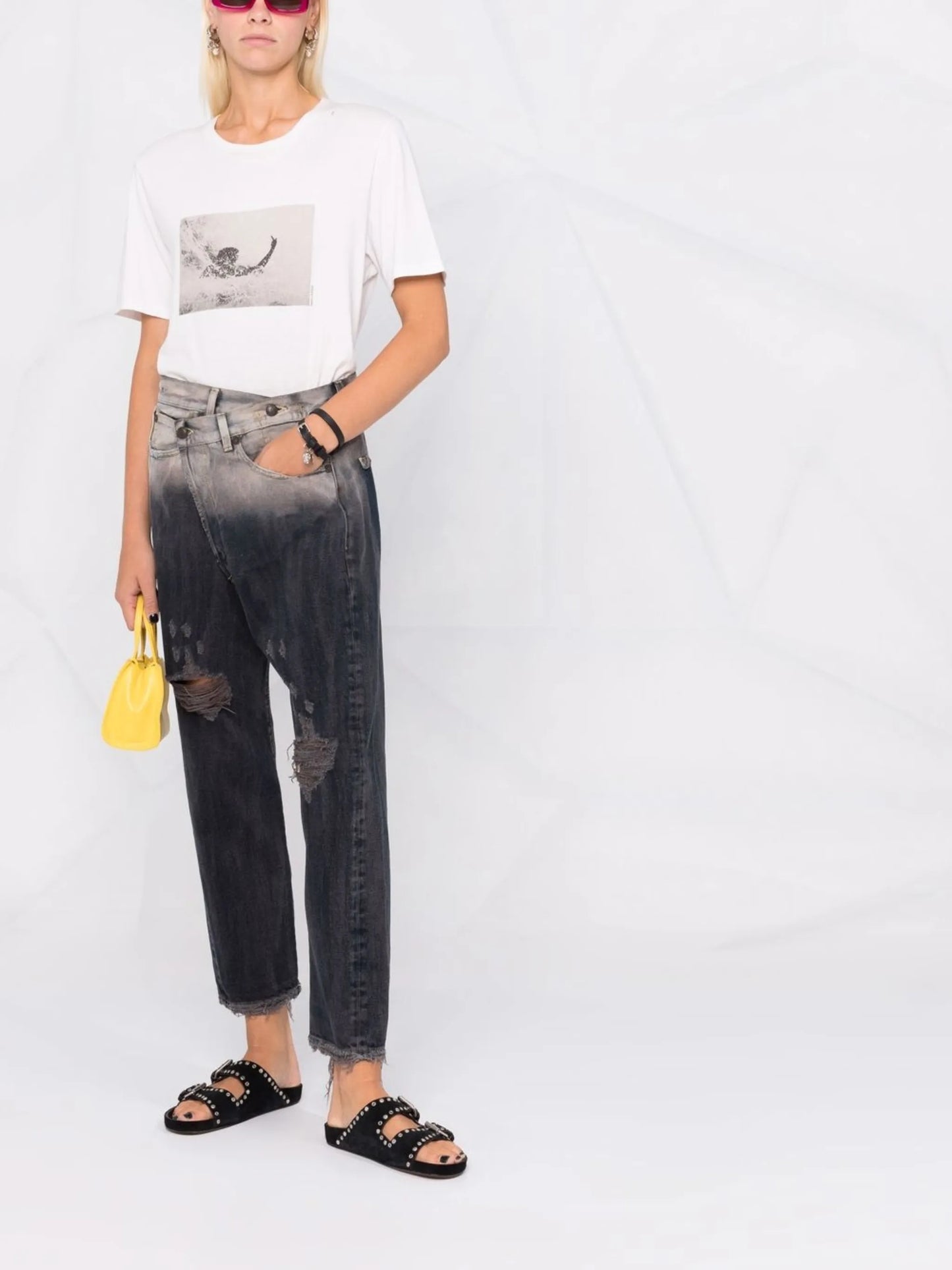 distressed ombre jeans