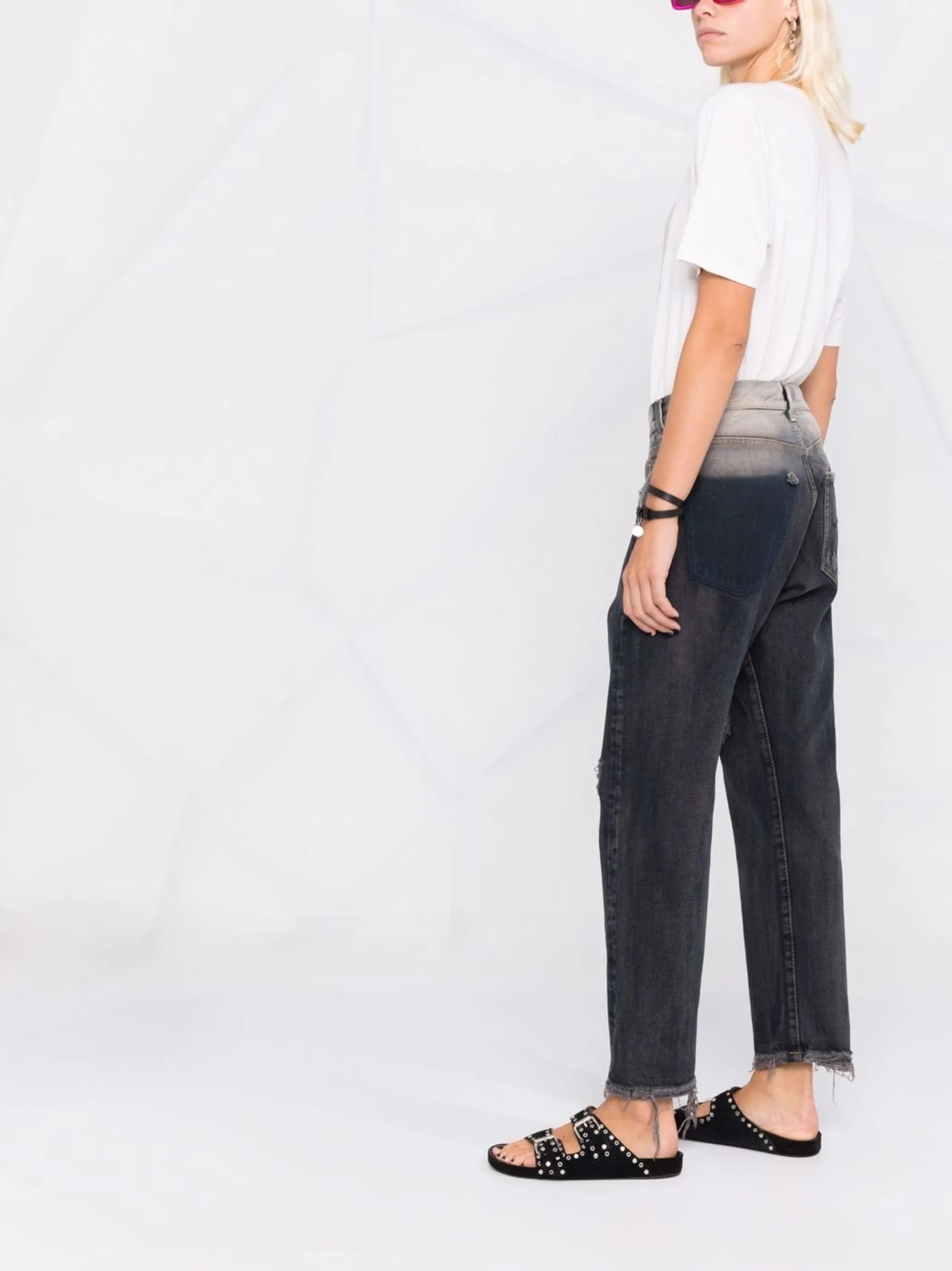 distressed ombre jeans