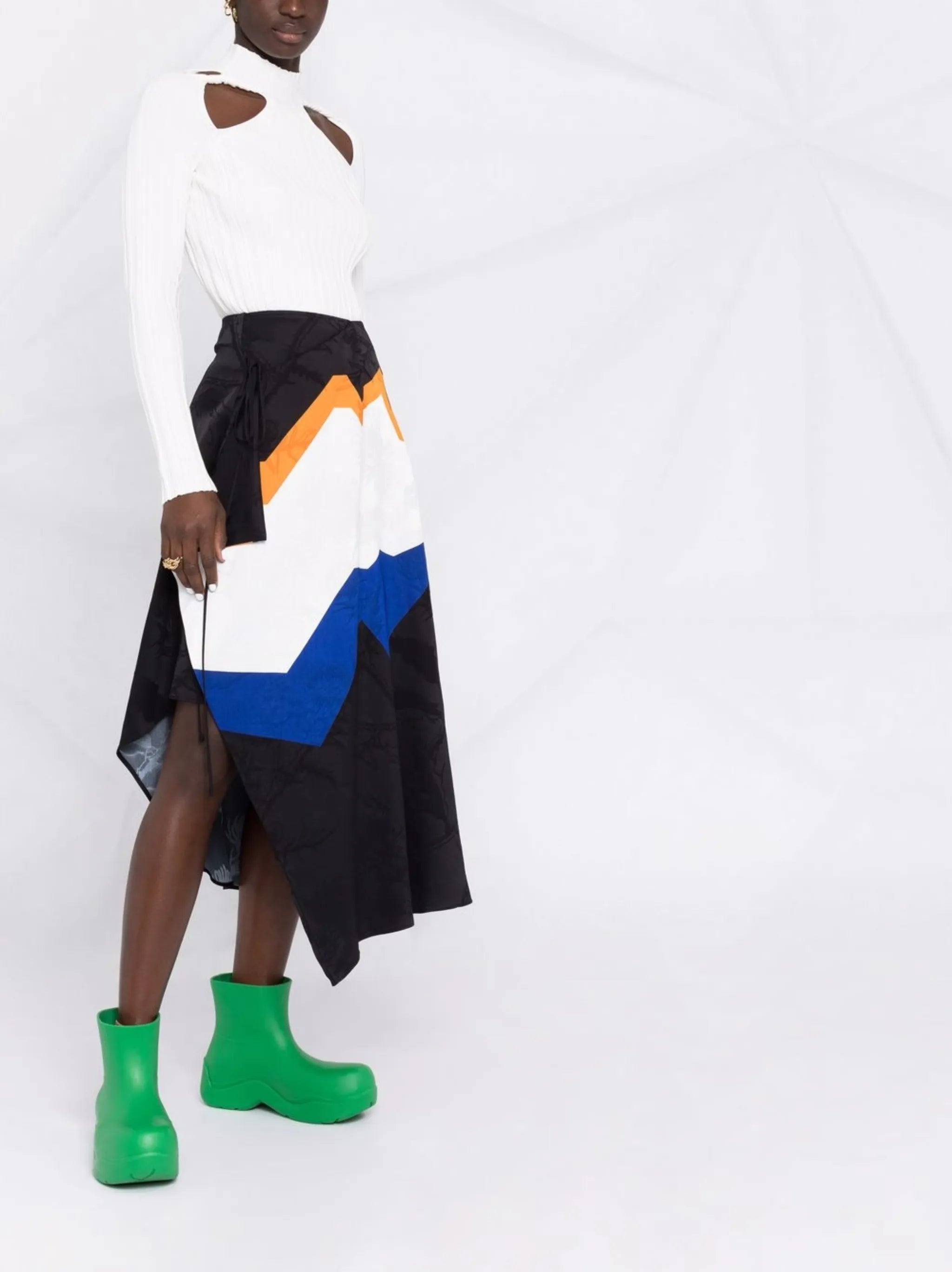colour-block asymmetric skirt