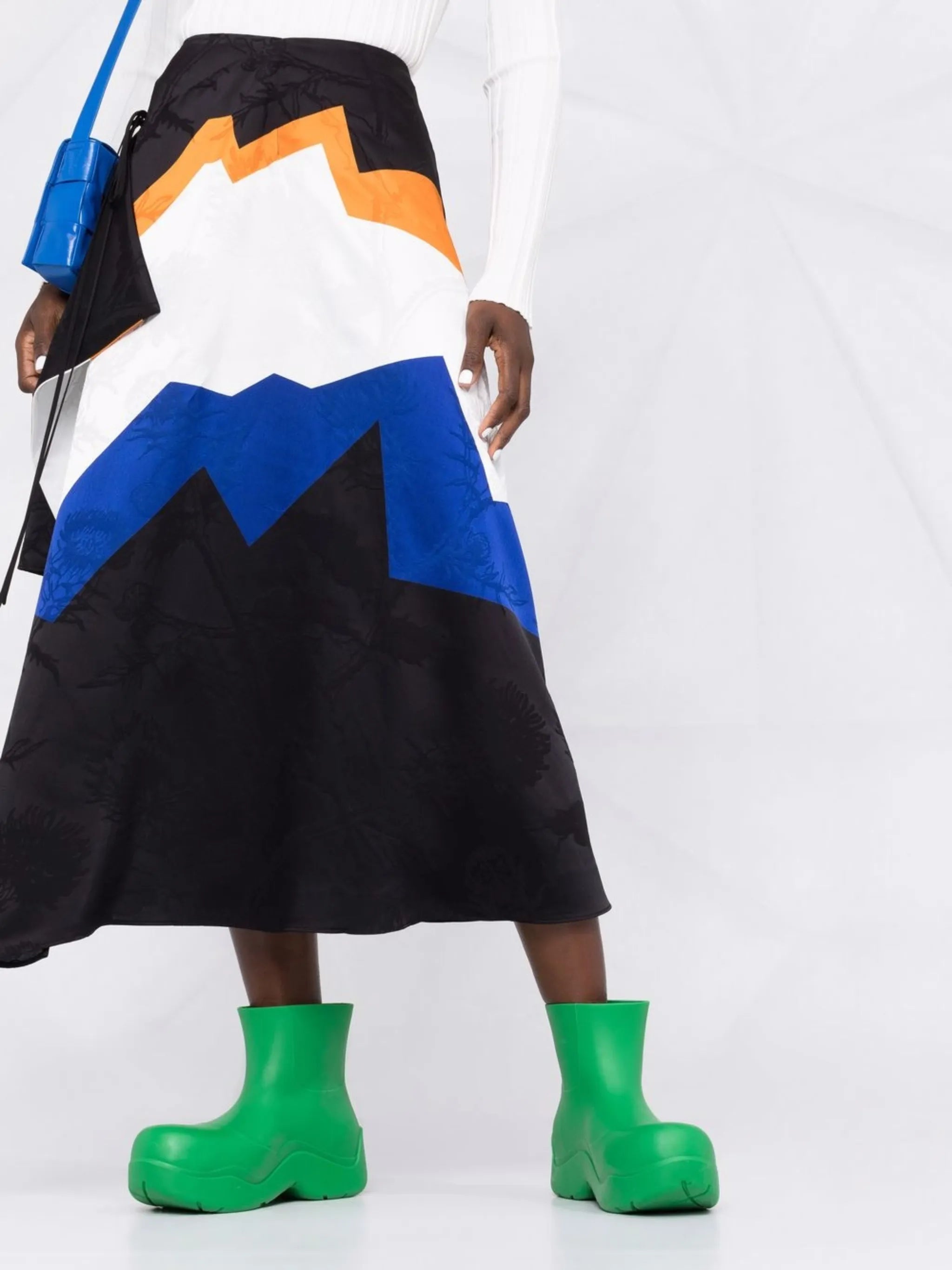 colour-block asymmetric skirt