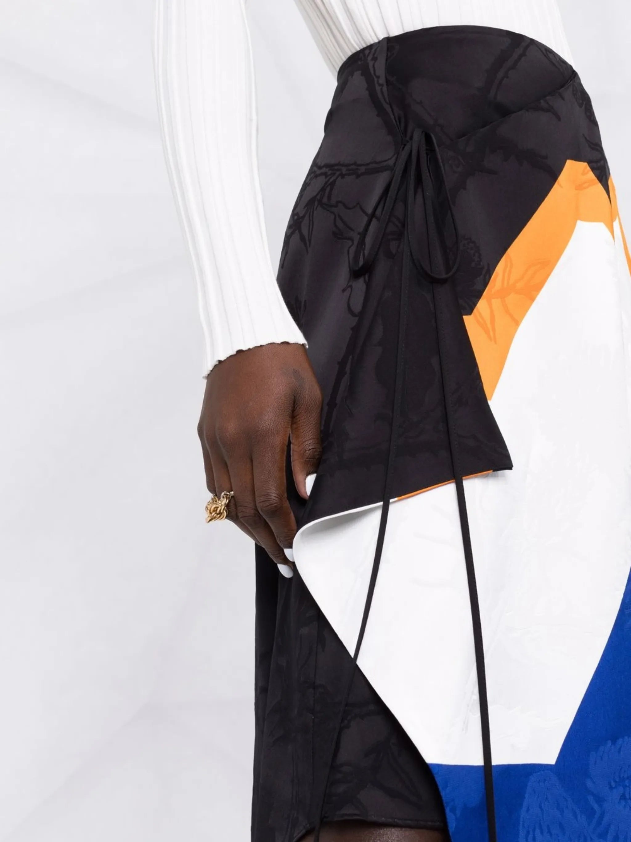 colour-block asymmetric skirt