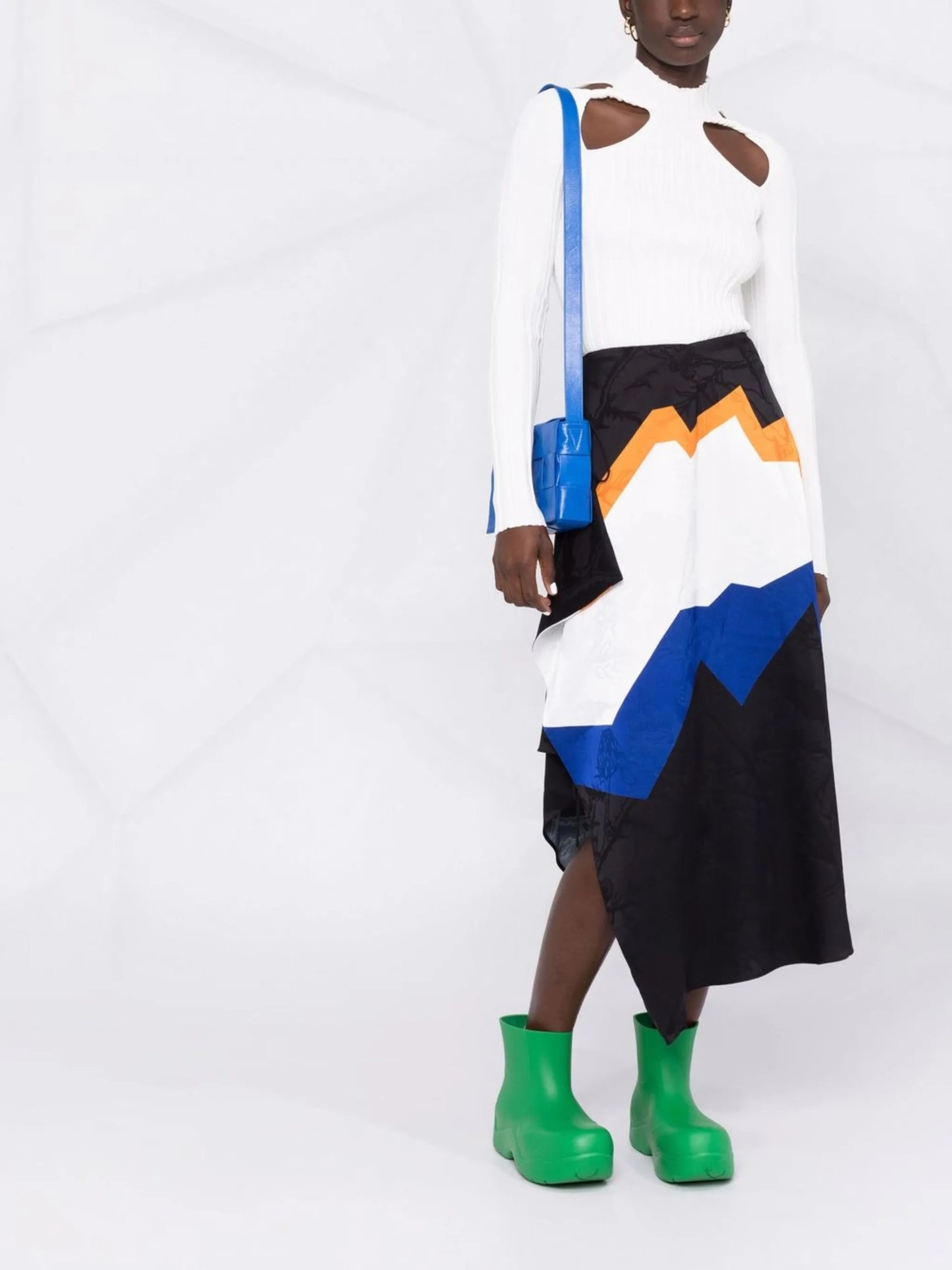 colour-block asymmetric skirt