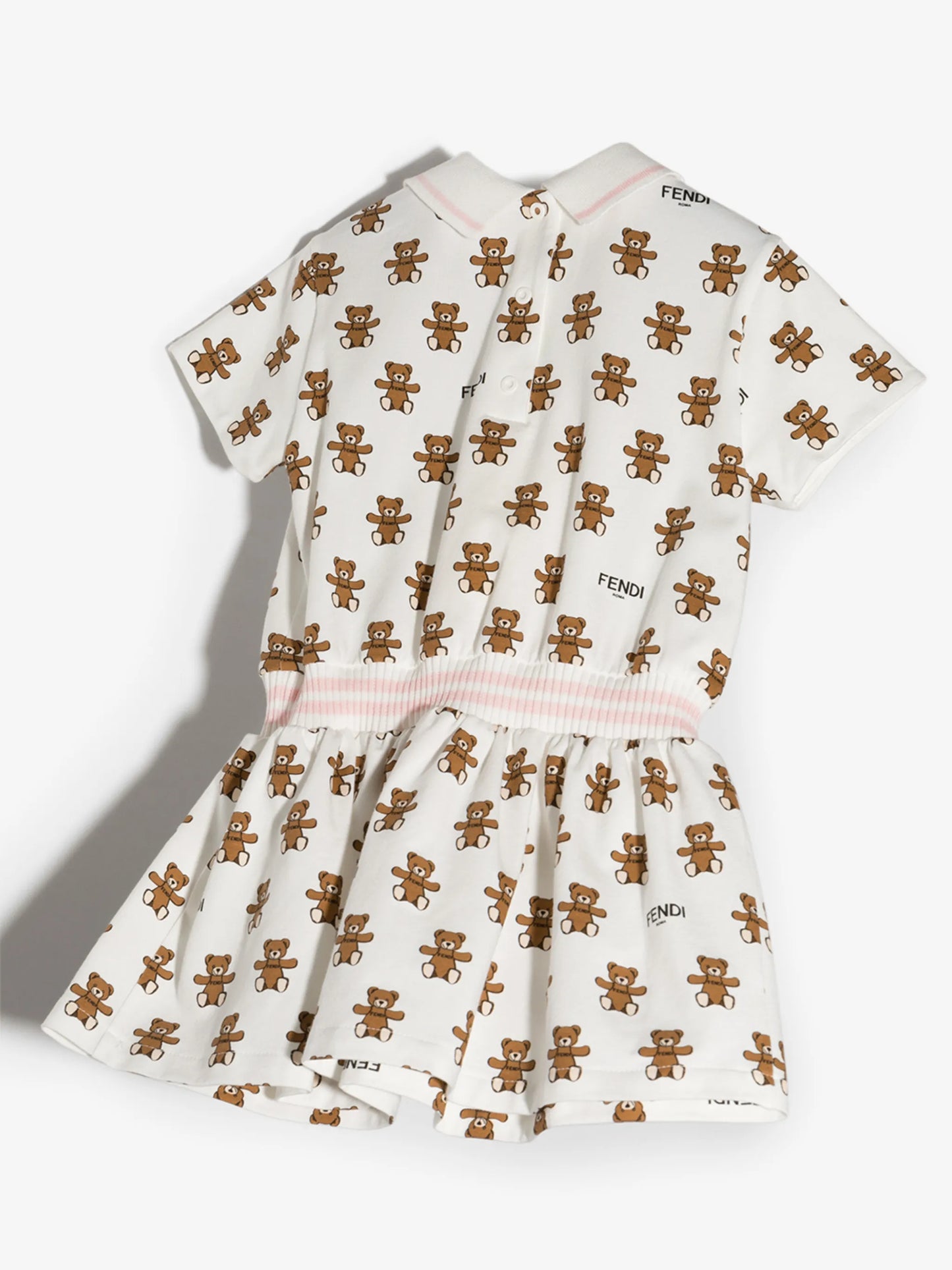 teddy bear print pleated dress