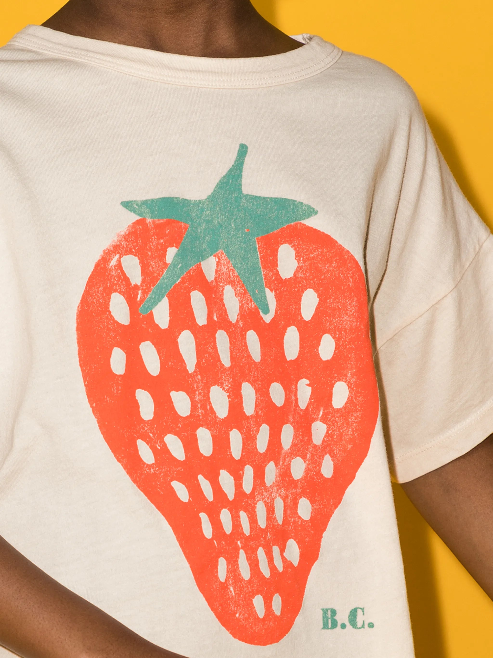 Strawberry-print organic cotton T-shirt