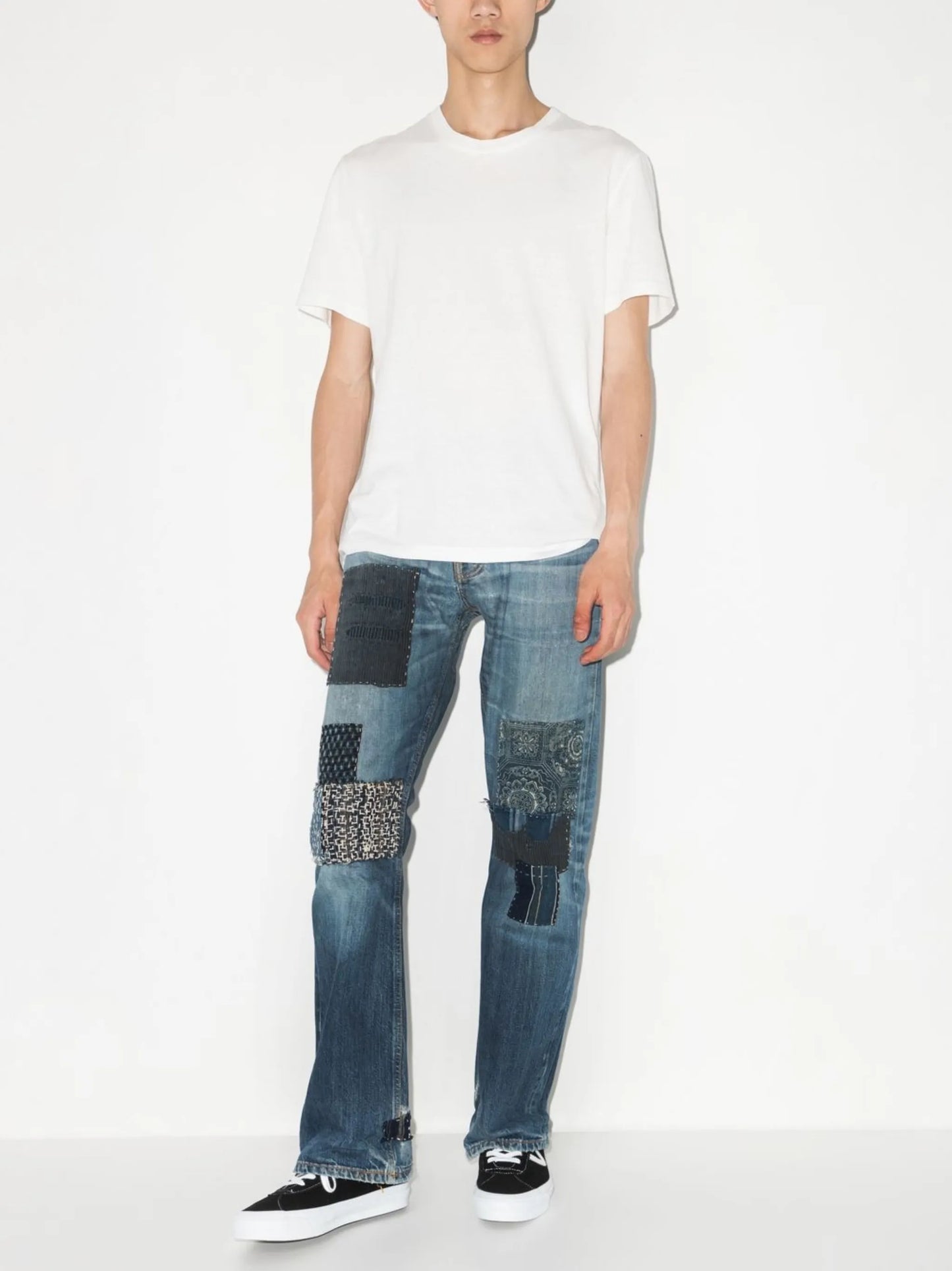 Reworked straight-legged jeans