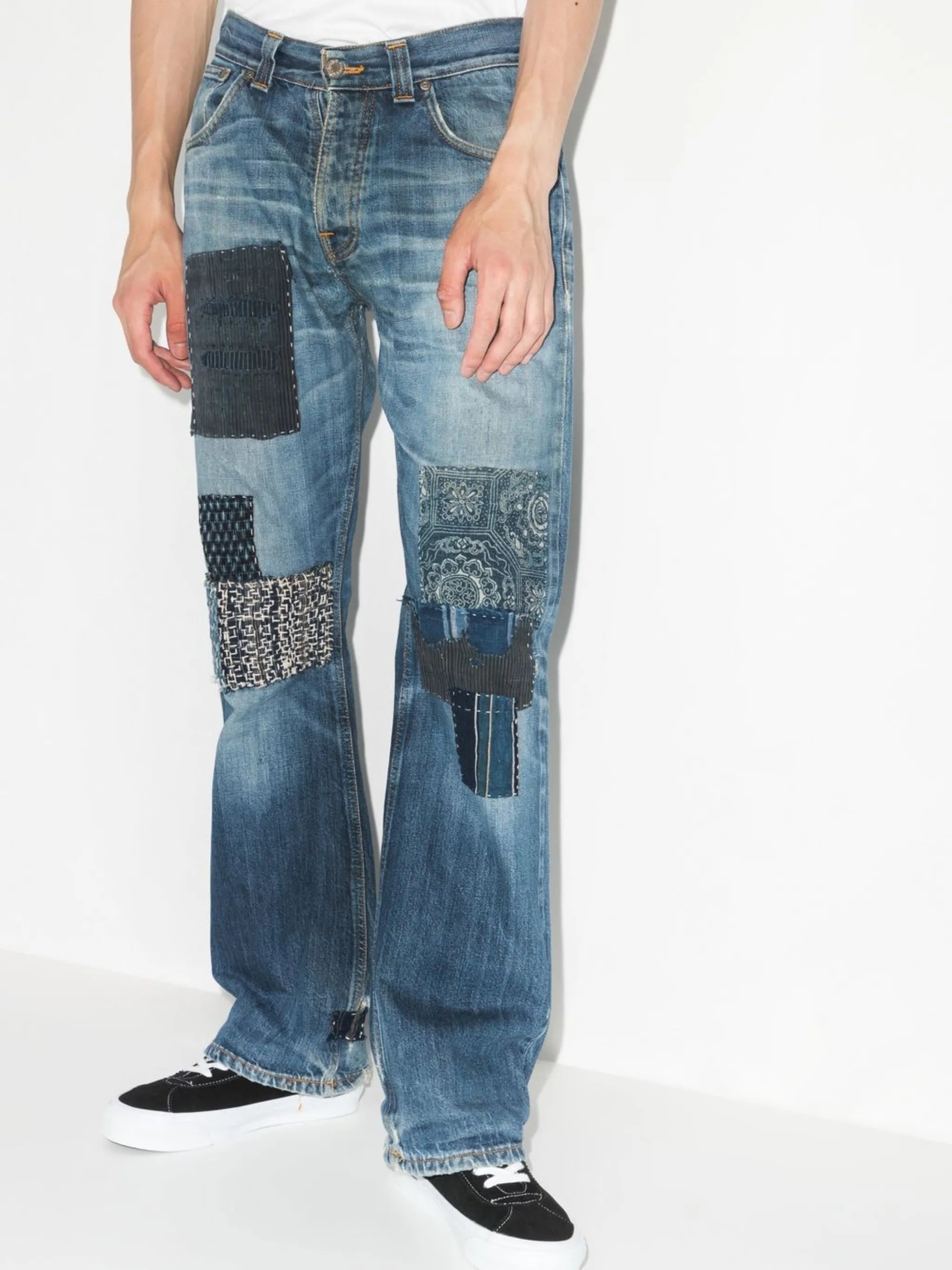 Reworked straight-legged jeans