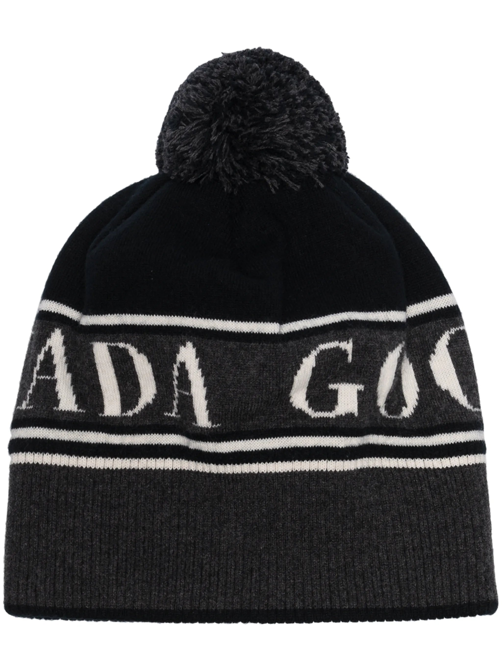 Pom striped logo beanie
