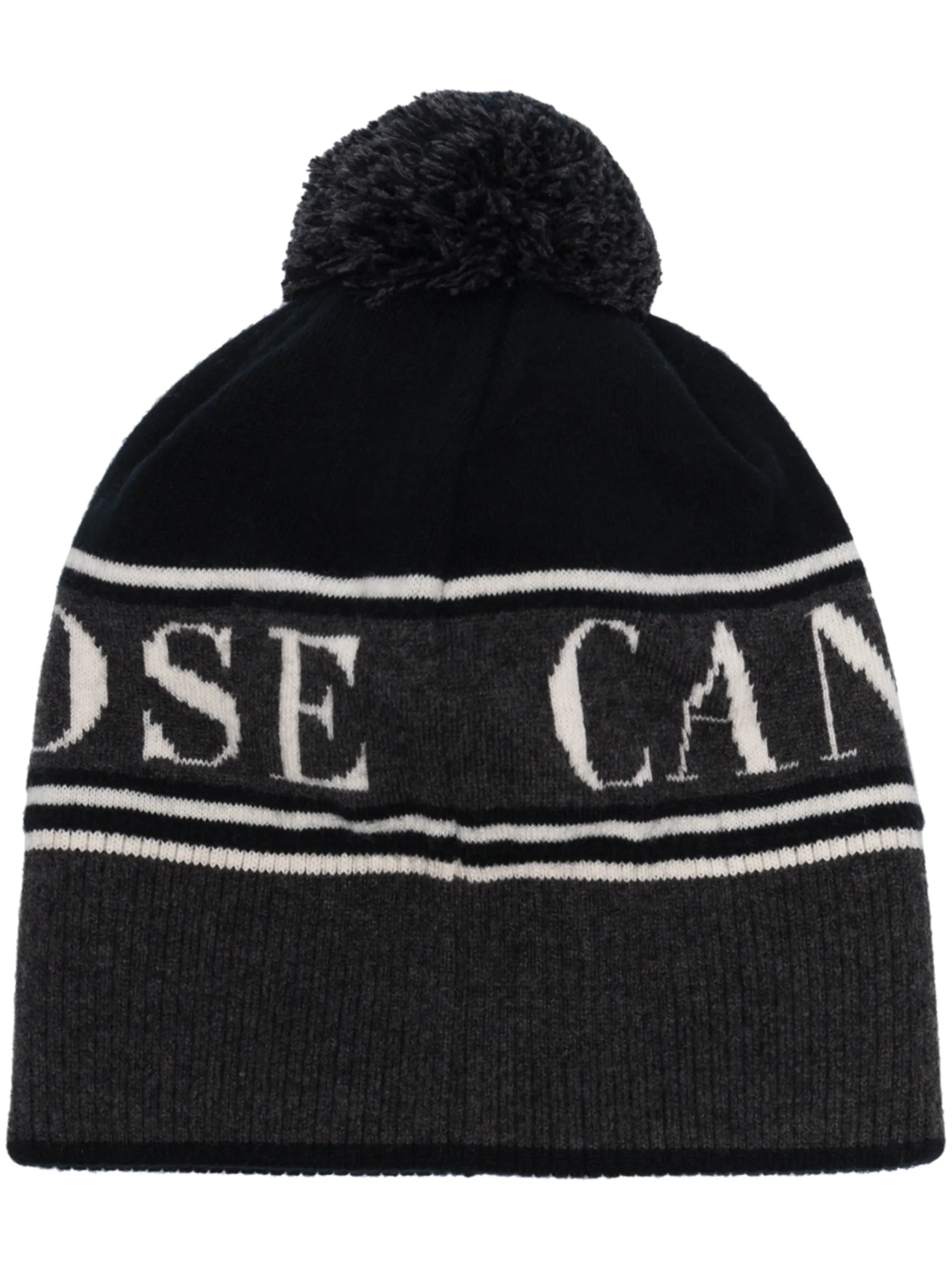 Pom striped logo beanie