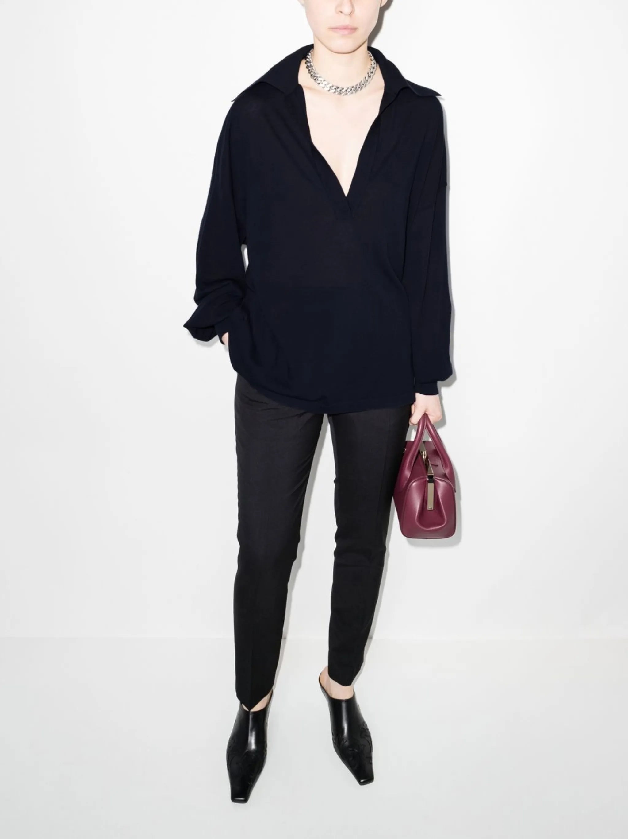 V-neck cotton jumper