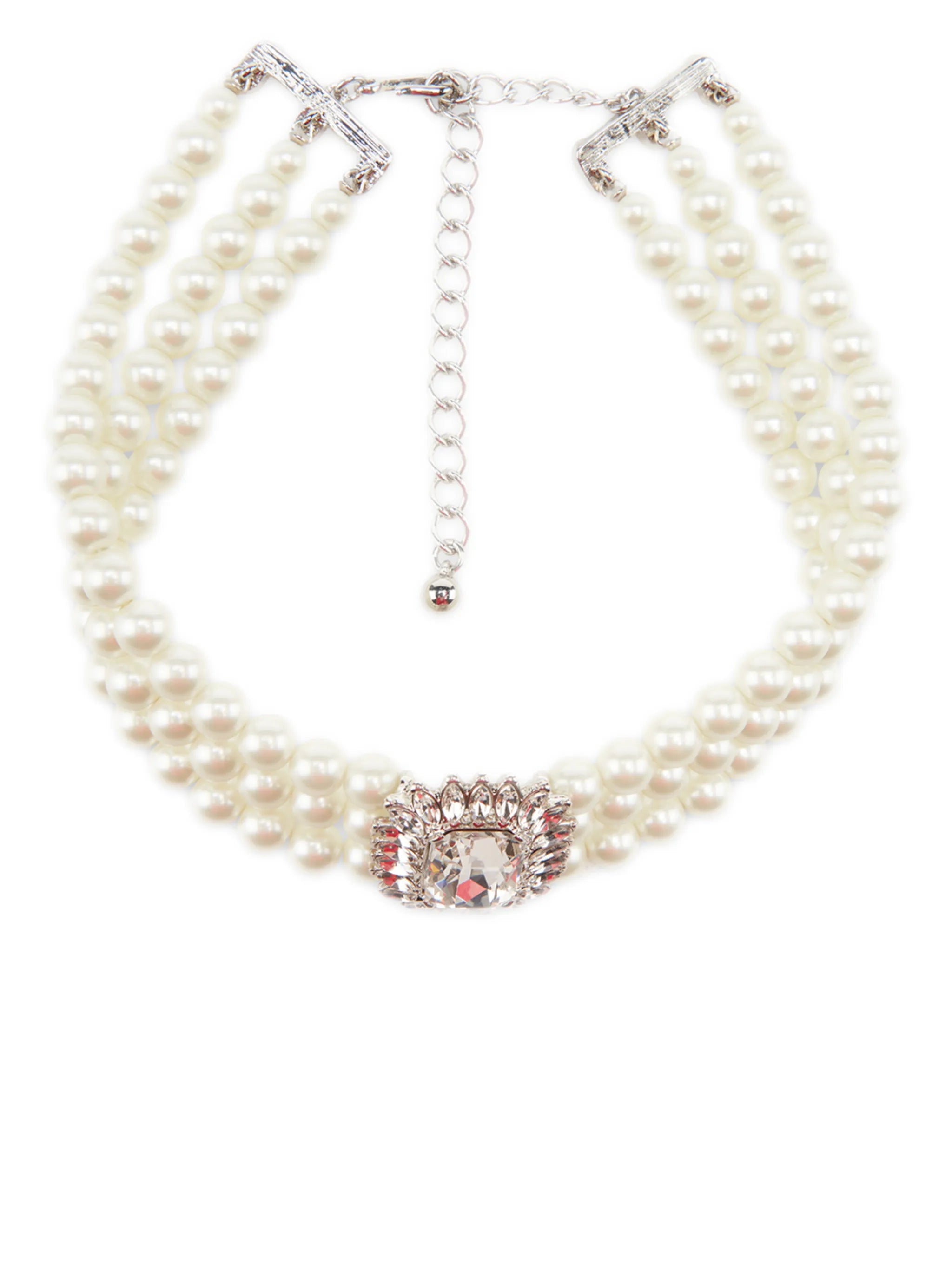 crystal-embellished pearl necklace
