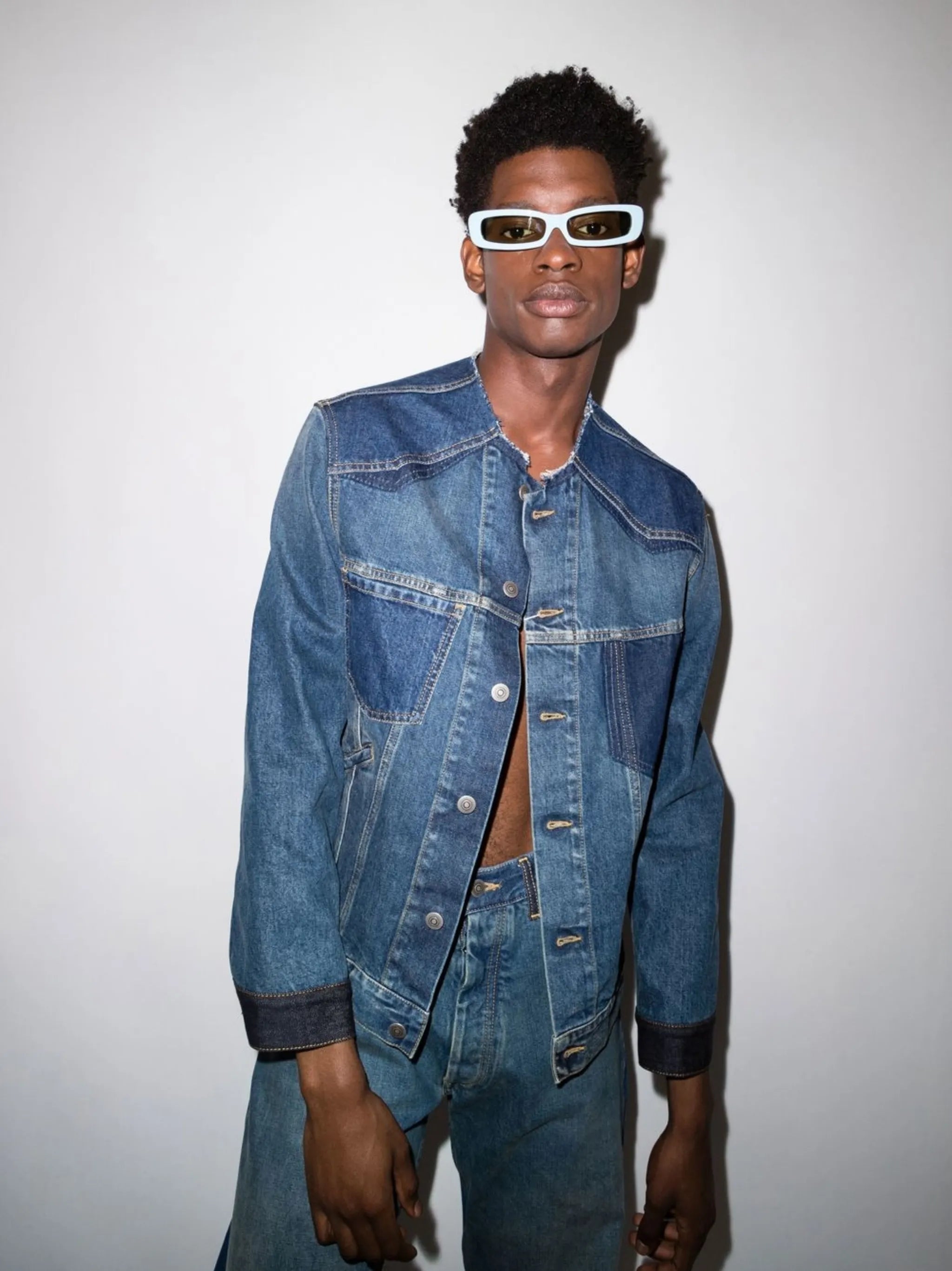 rectangle-frame tinted sunglasses