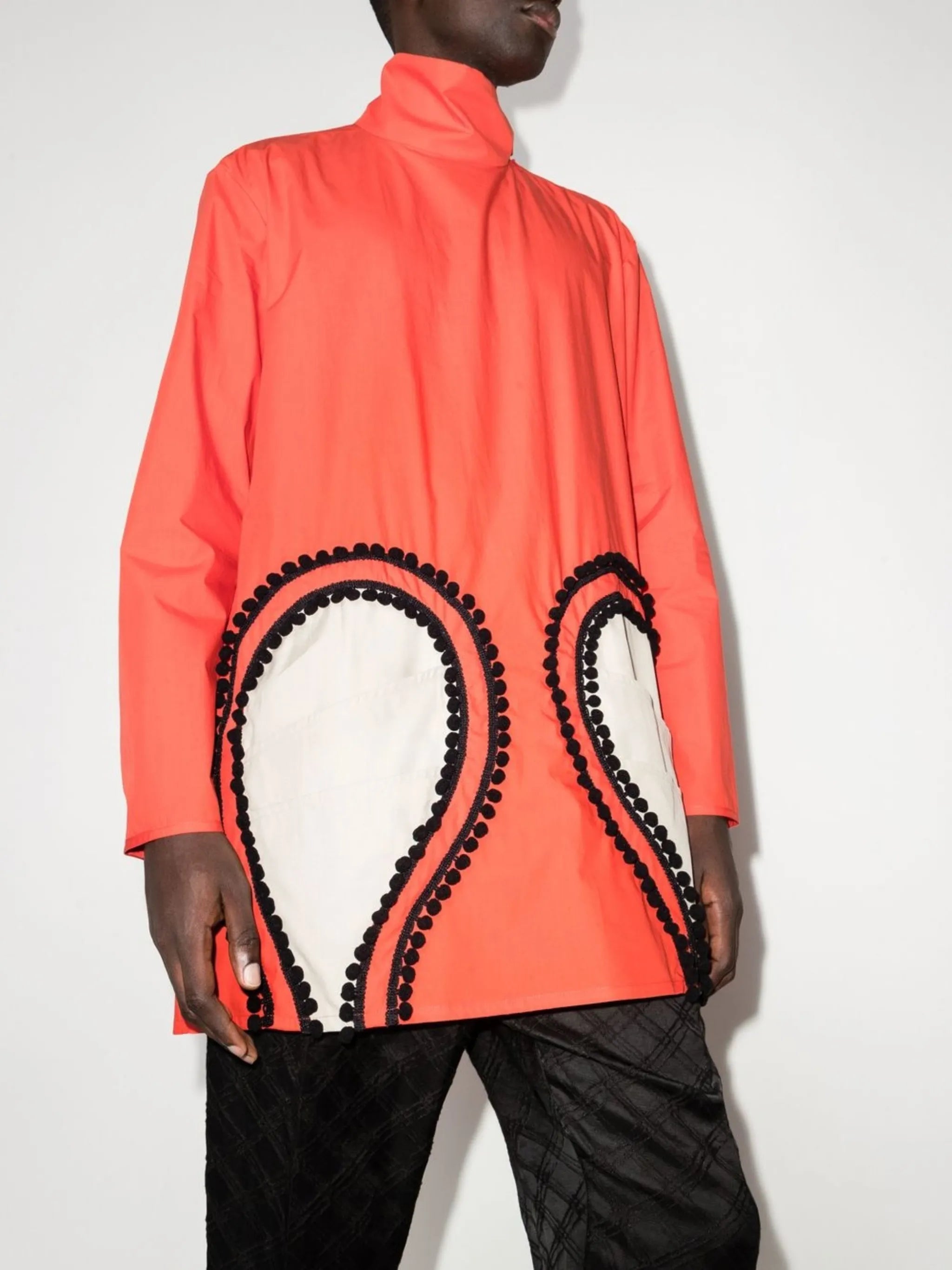 embroidered funnel-neck tunic