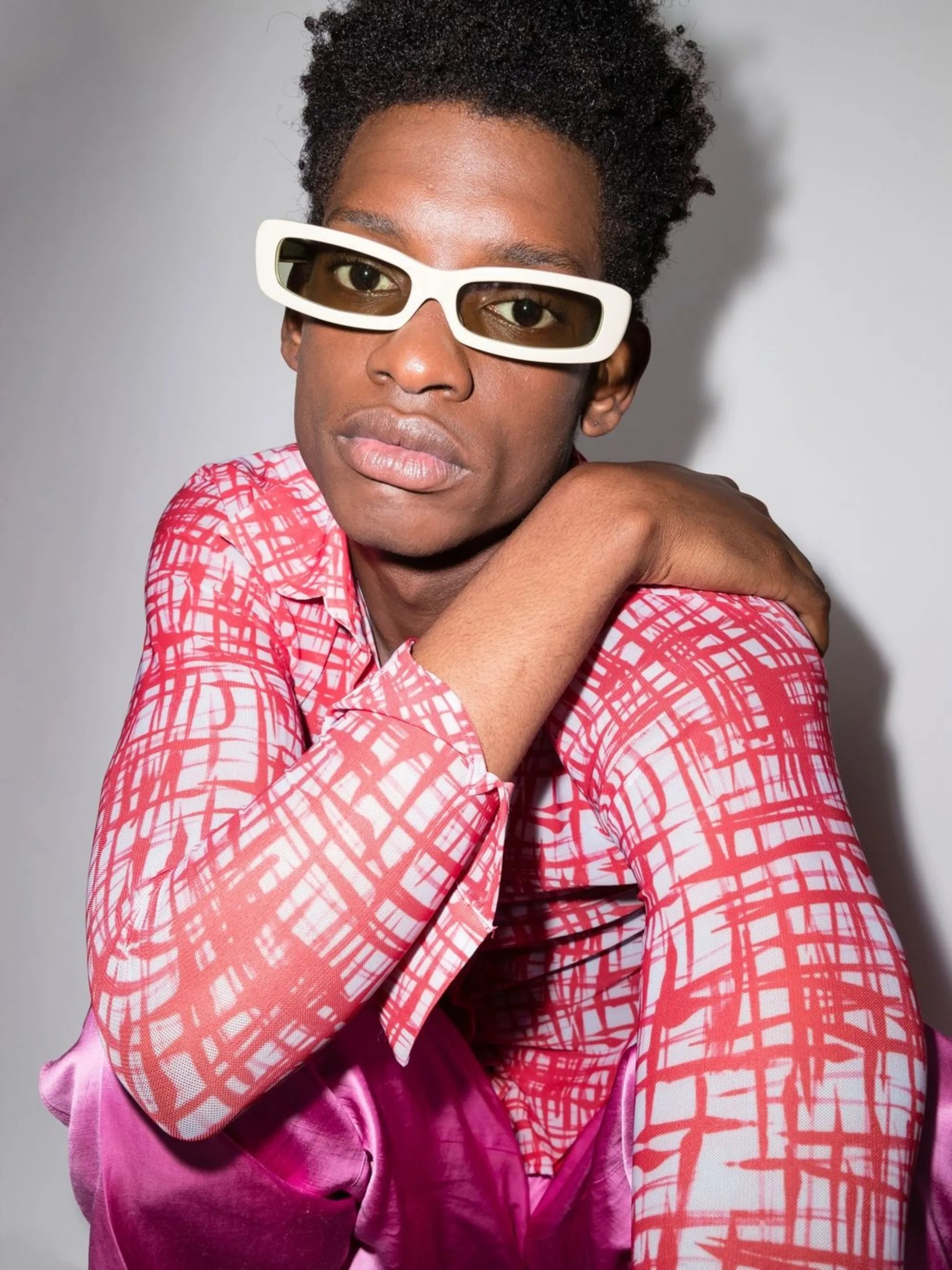 rectangle-frame tinted sunglasses