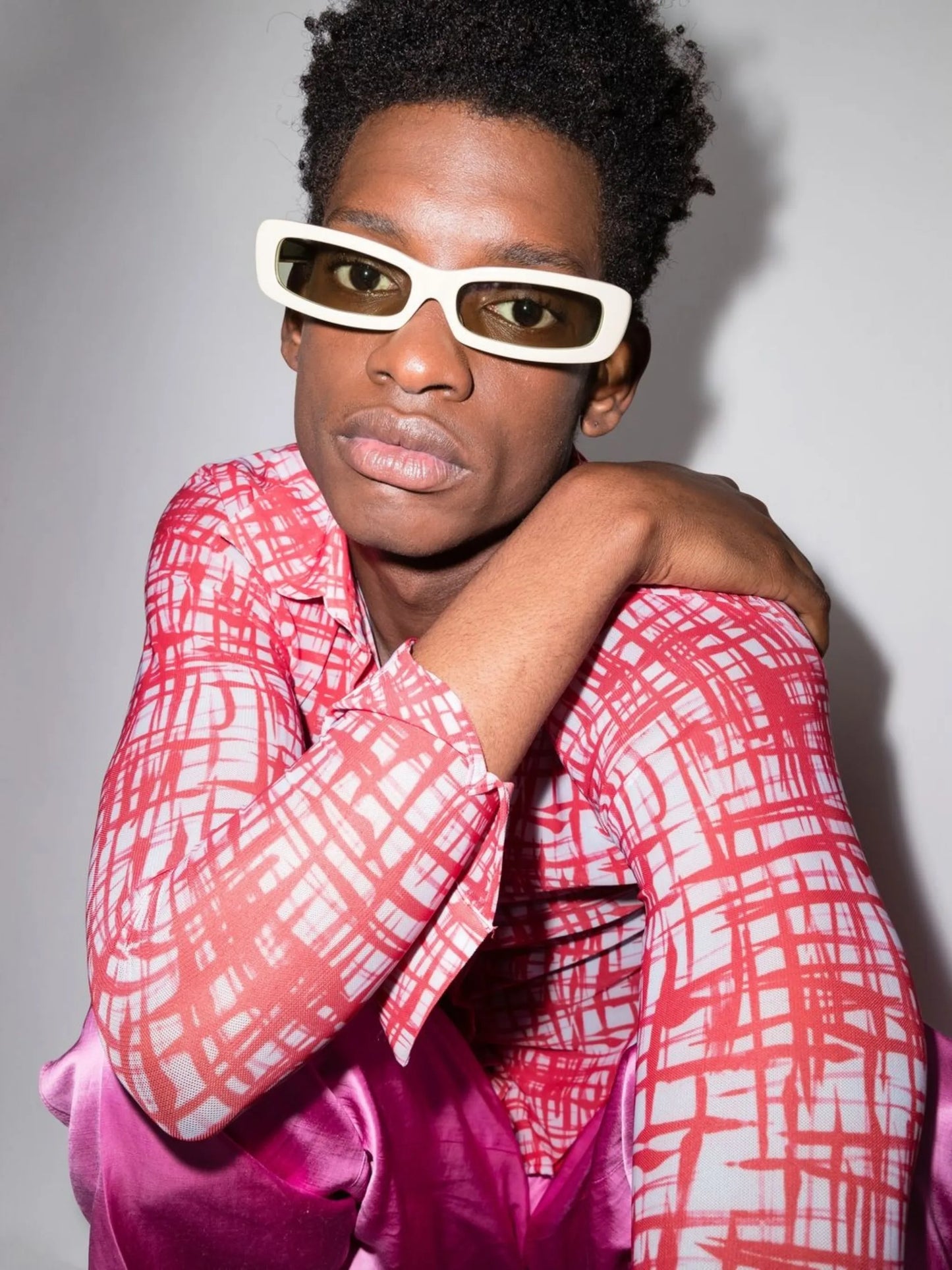 rectangle-frame tinted sunglasses