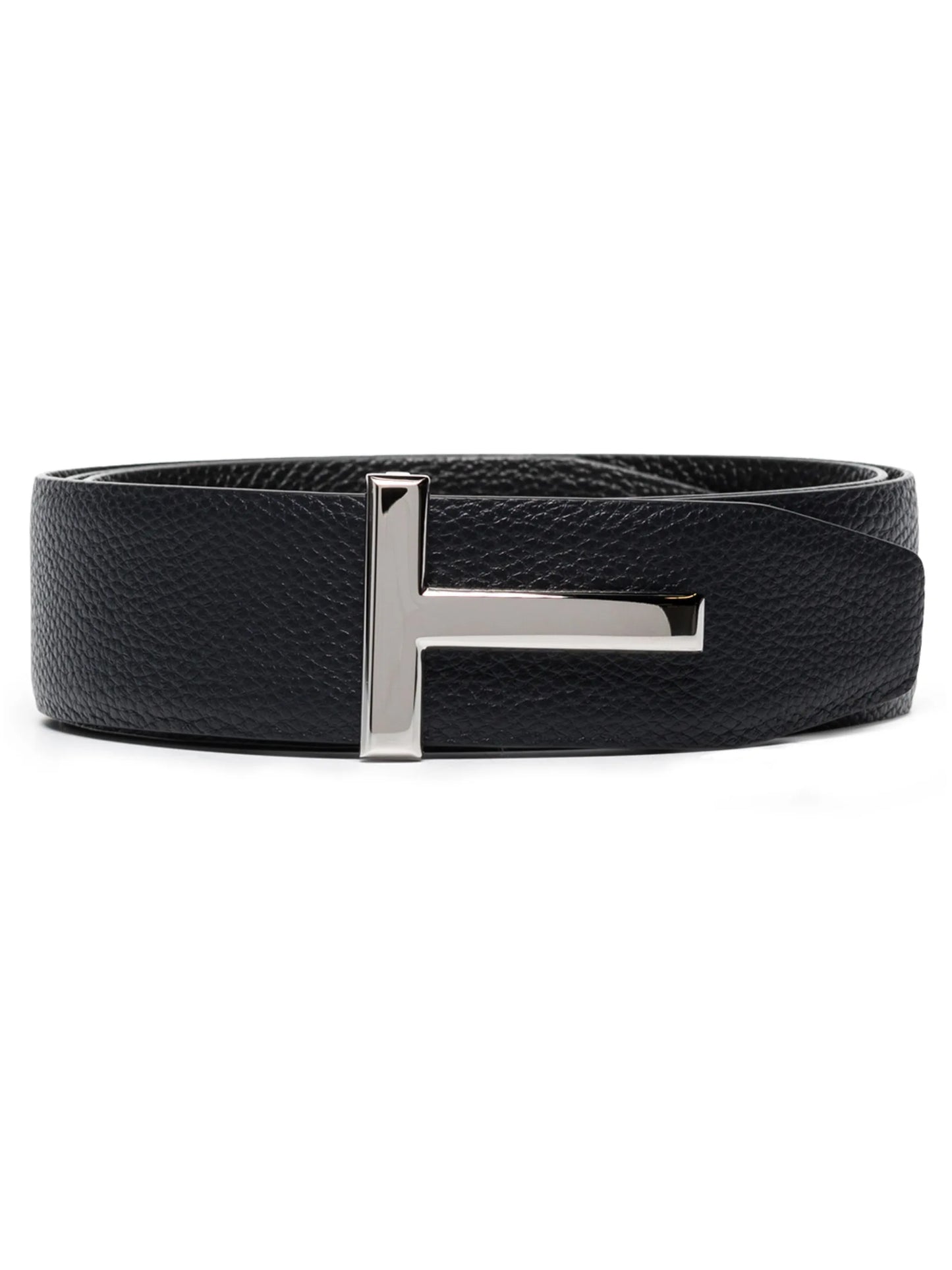 T logo-buckle reversible leather belt