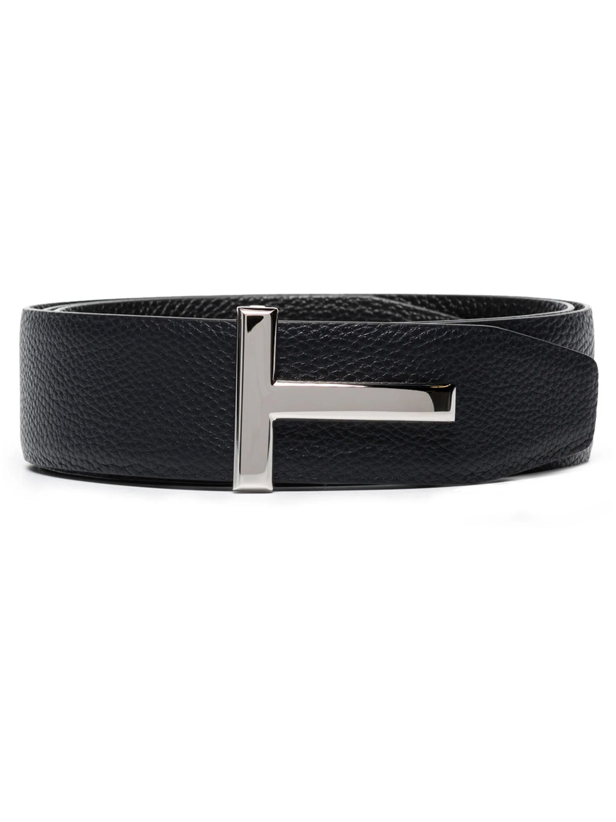 T logo-buckle reversible leather belt