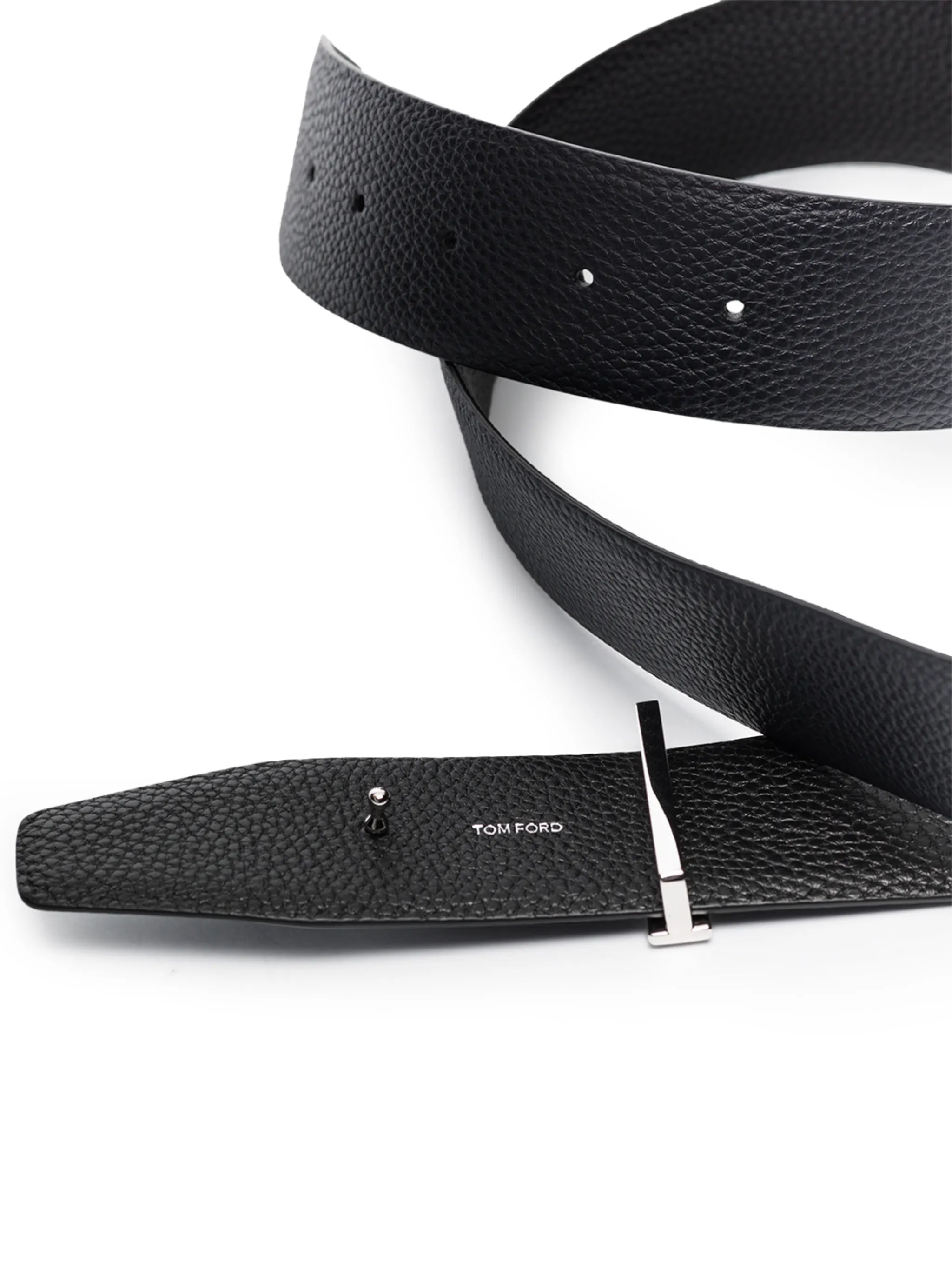 T logo-buckle reversible leather belt