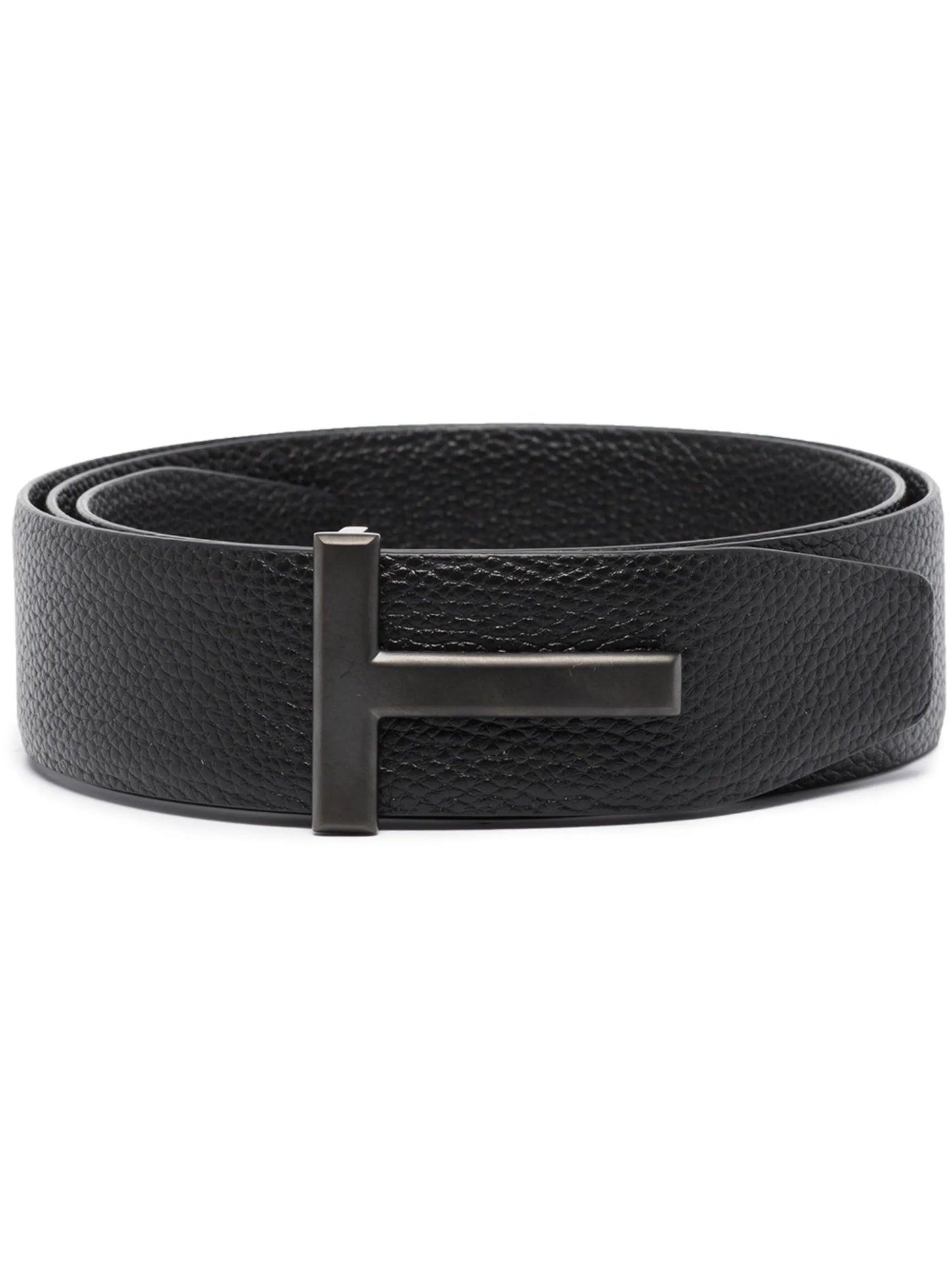 T logo-buckle reversible leather belt