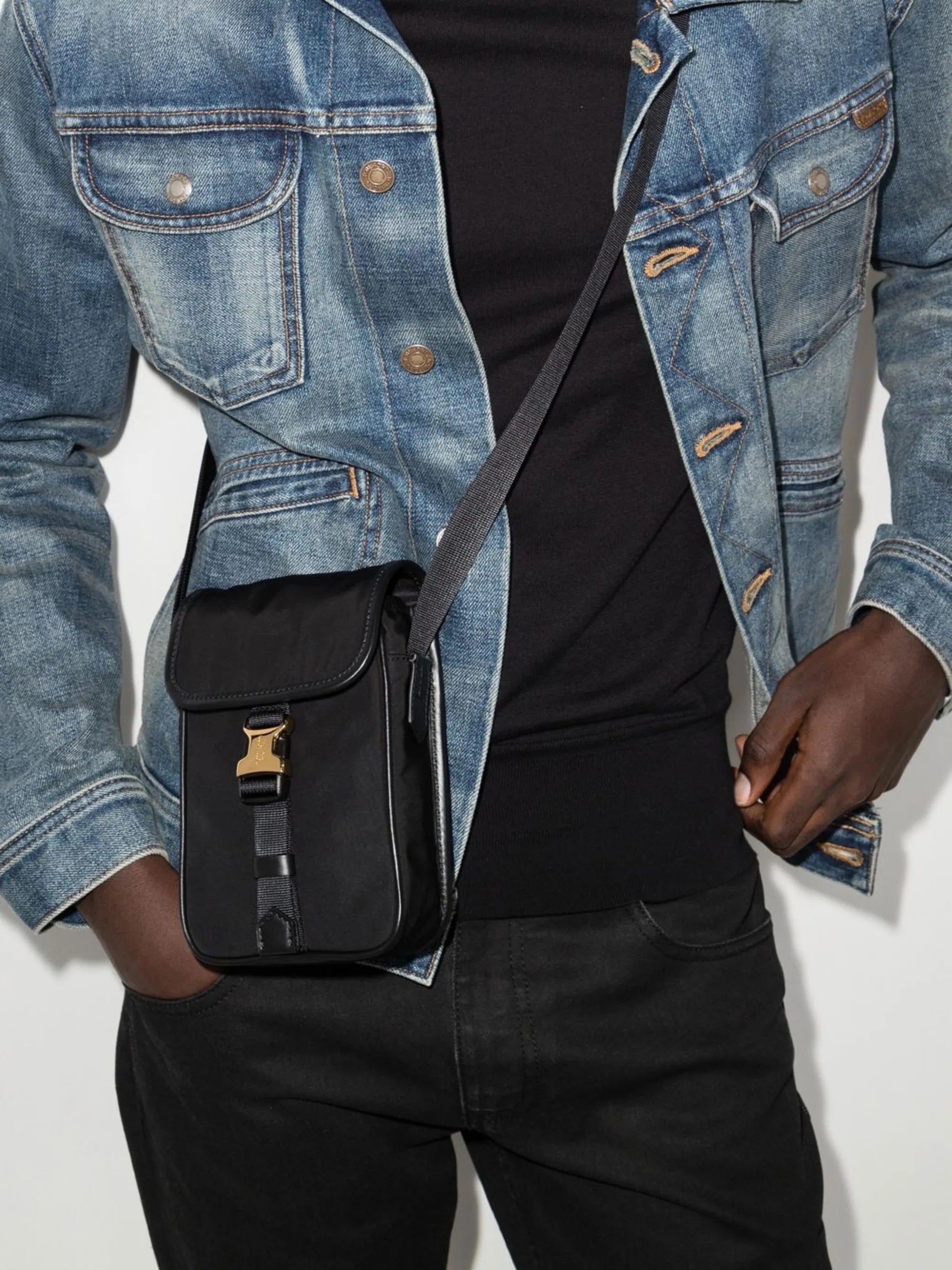 logo-buckle phone pouch
