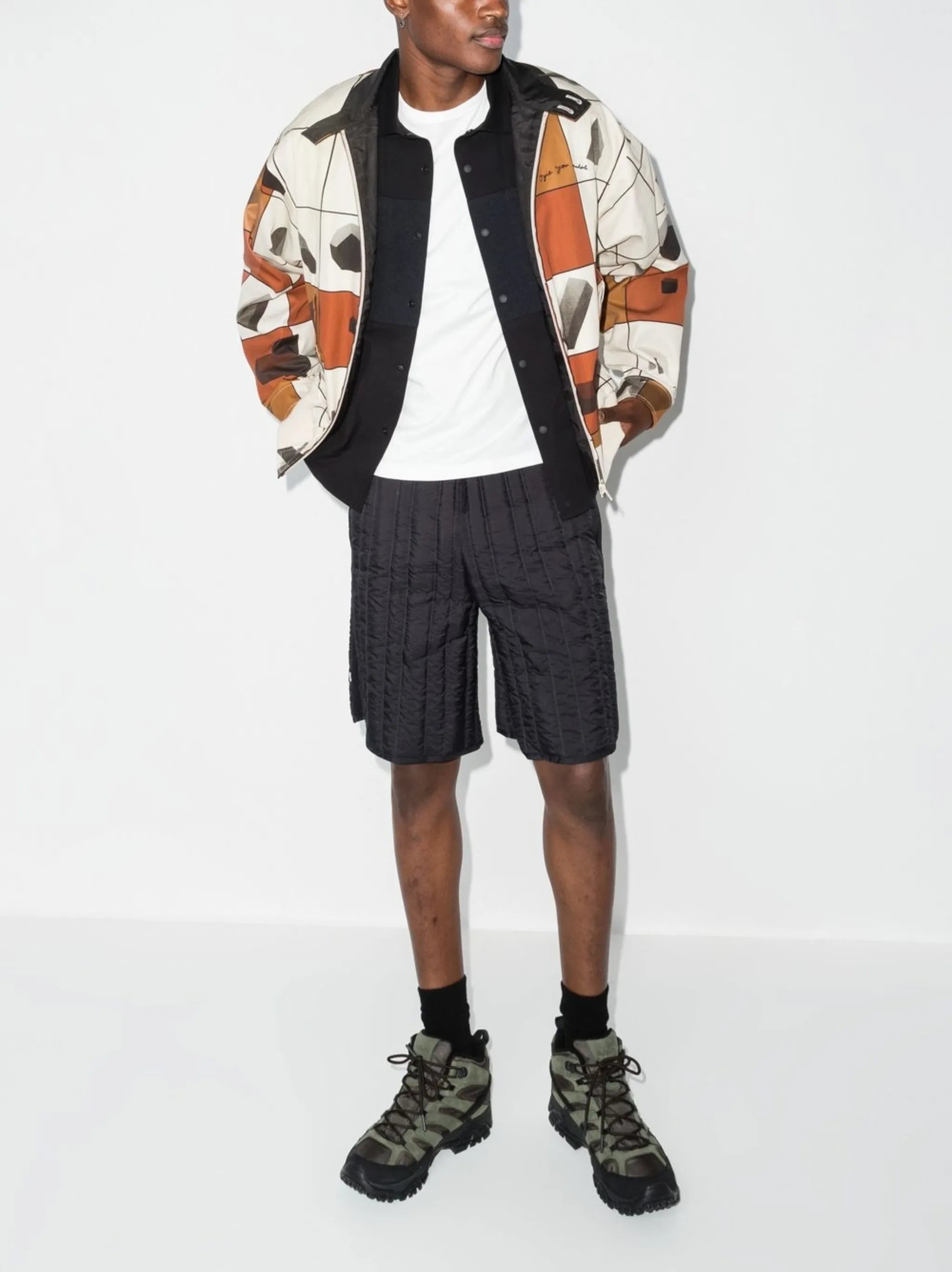 geometric-print bomber jacket