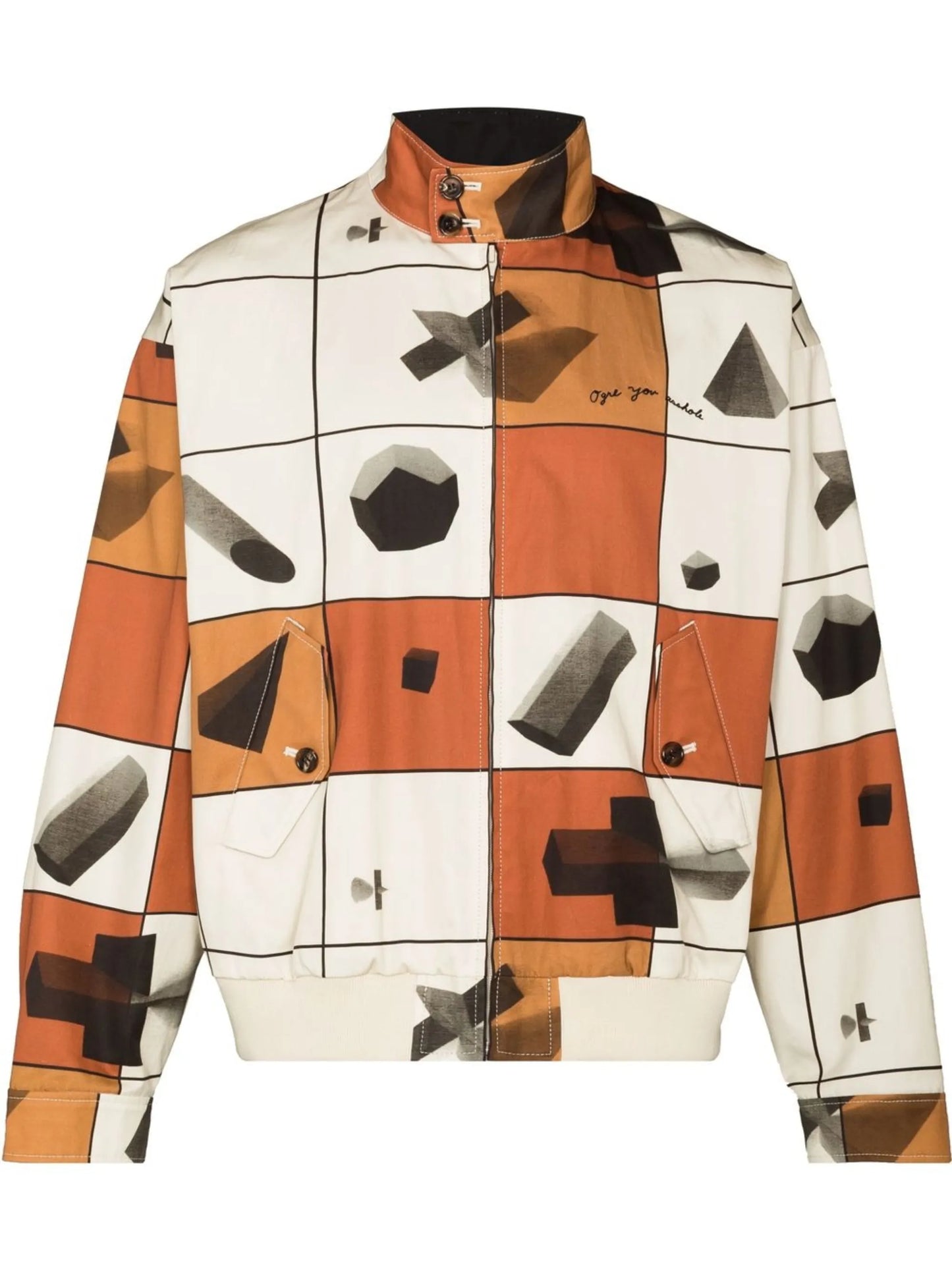 geometric-print bomber jacket
