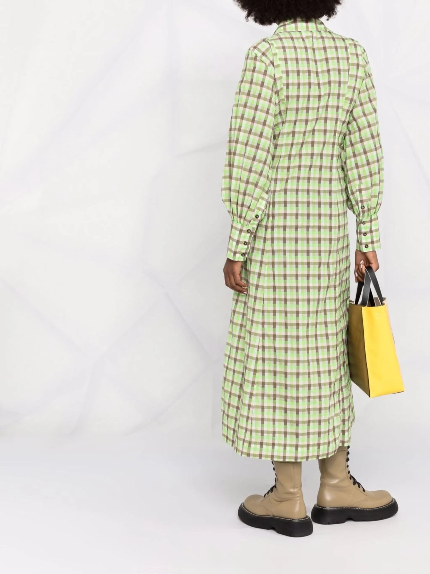 check-print long-sleeve dress