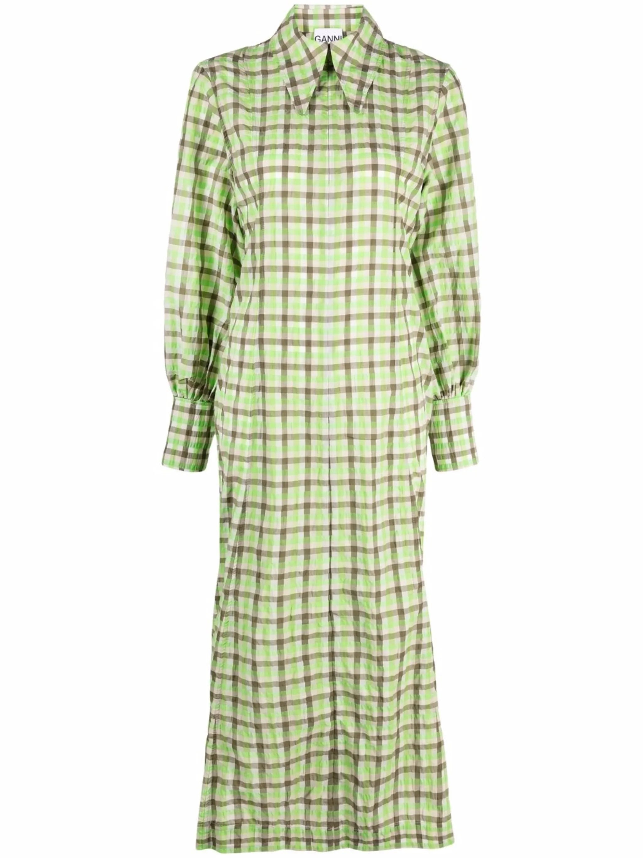 check-print long-sleeve dress