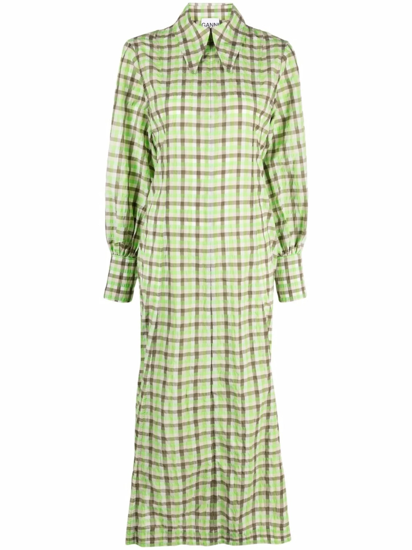 check-print long-sleeve dress