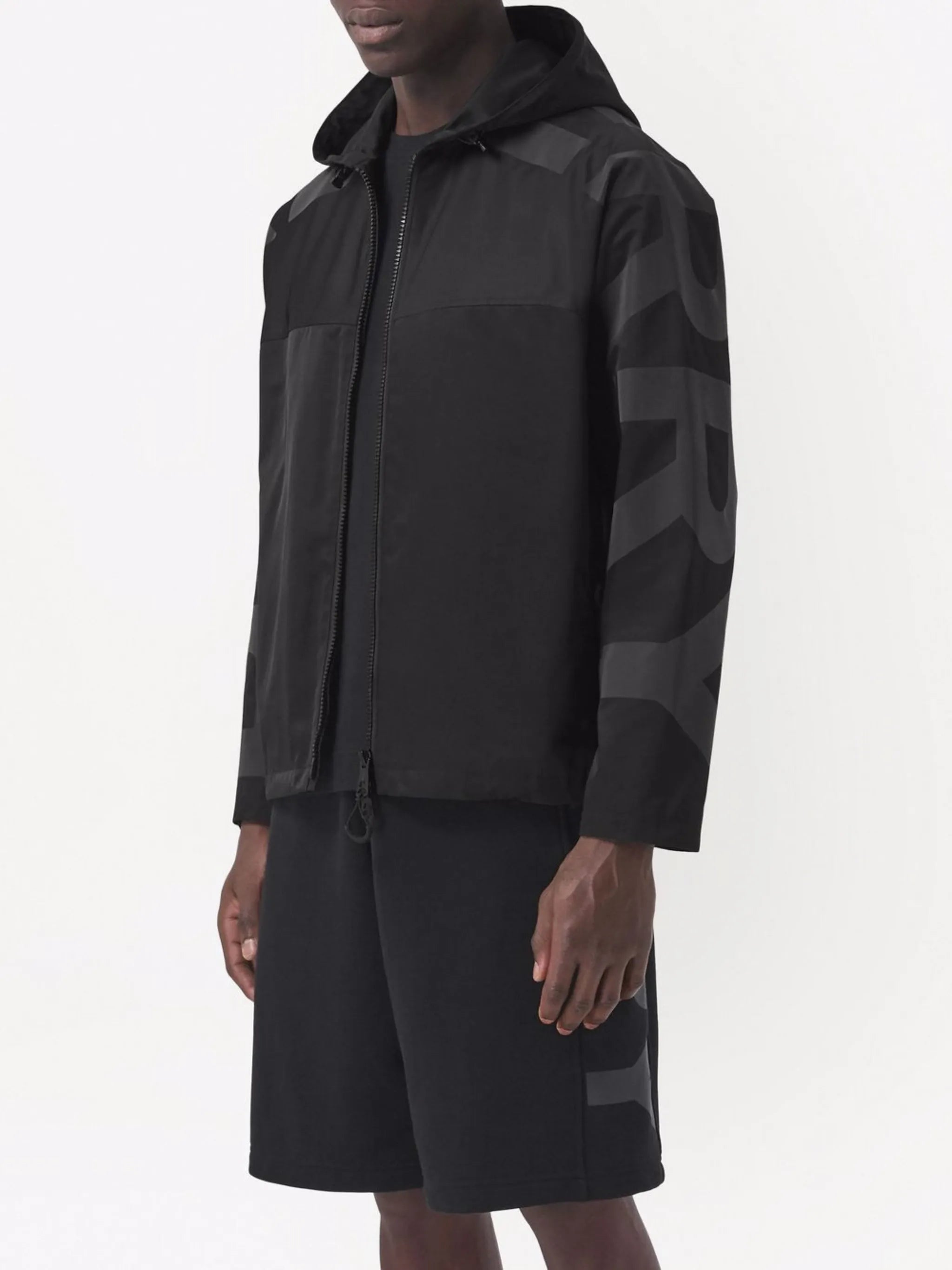 logo-print lightweight hooded jacket