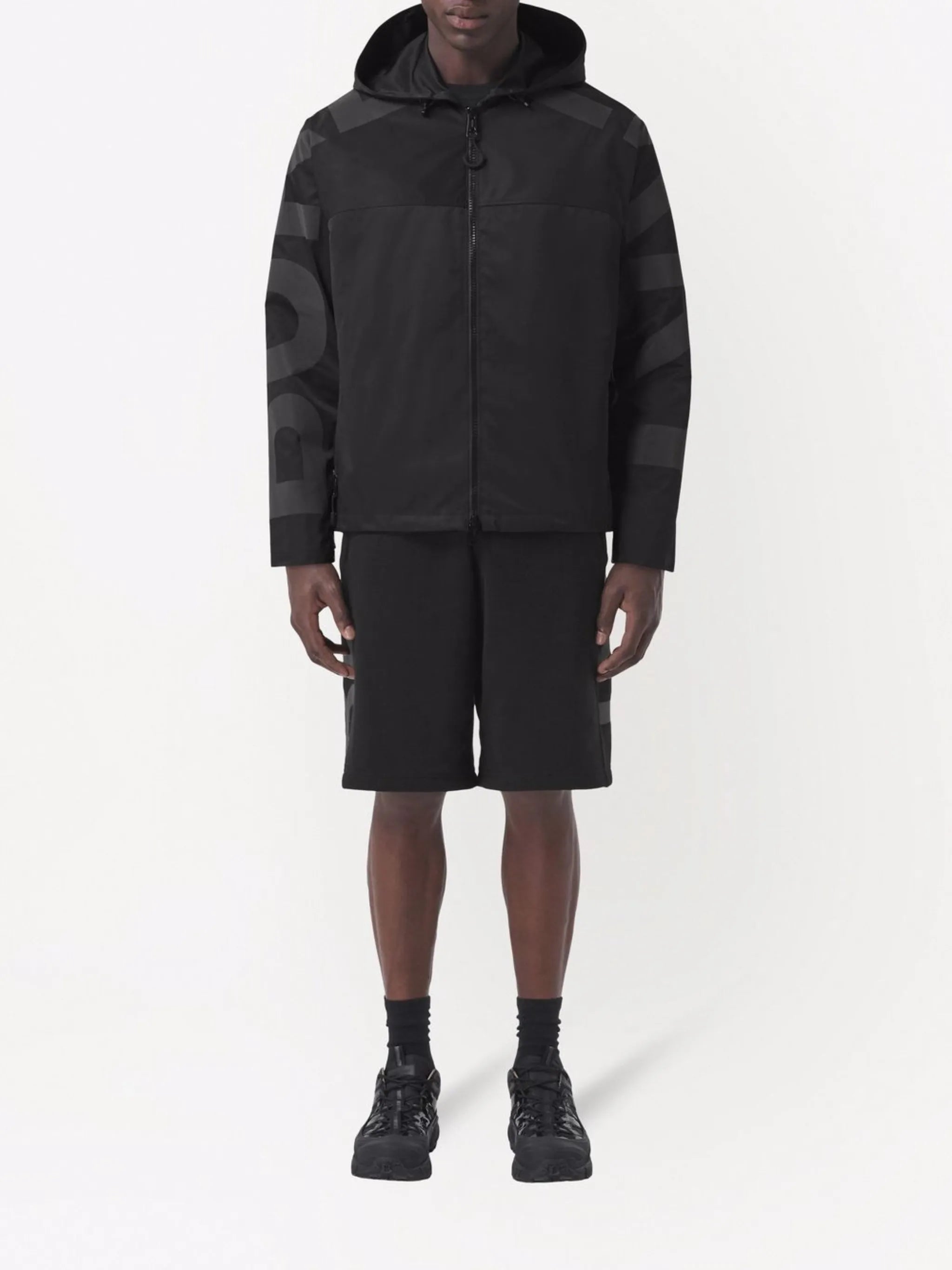 logo-print lightweight hooded jacket