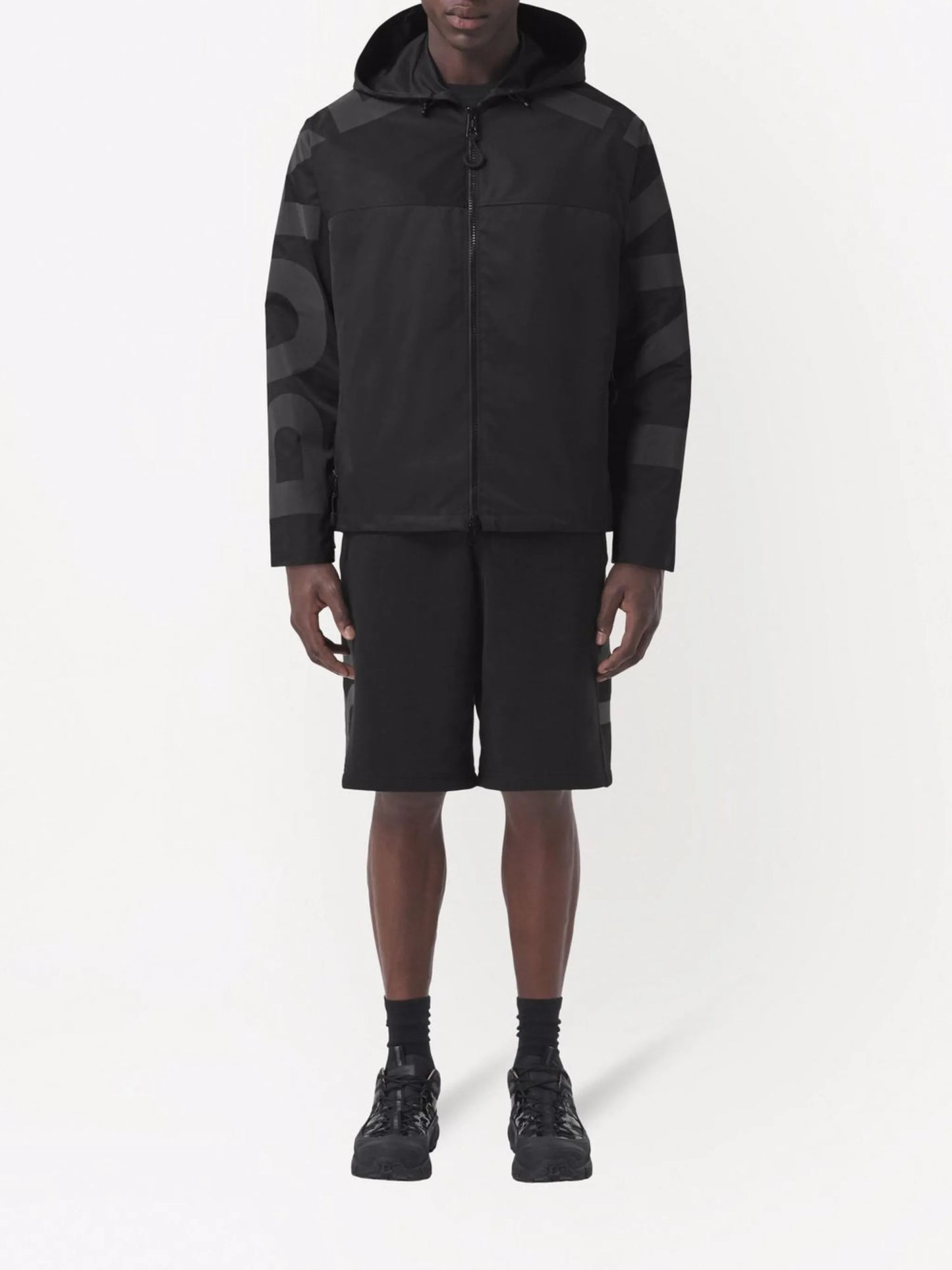 logo-print lightweight hooded jacket