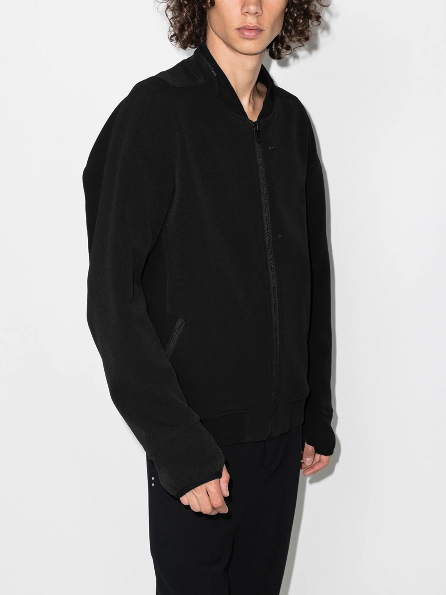 zip-fastening bomber jacket