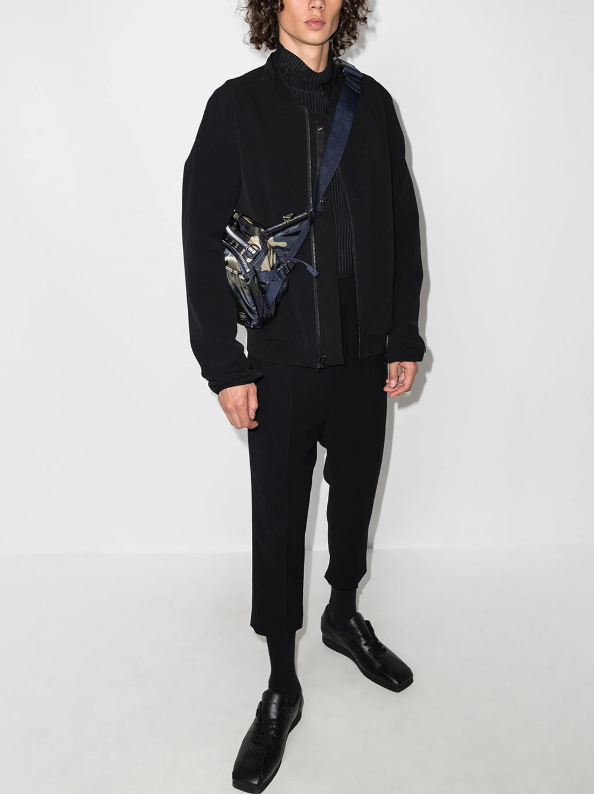 zip-fastening bomber jacket
