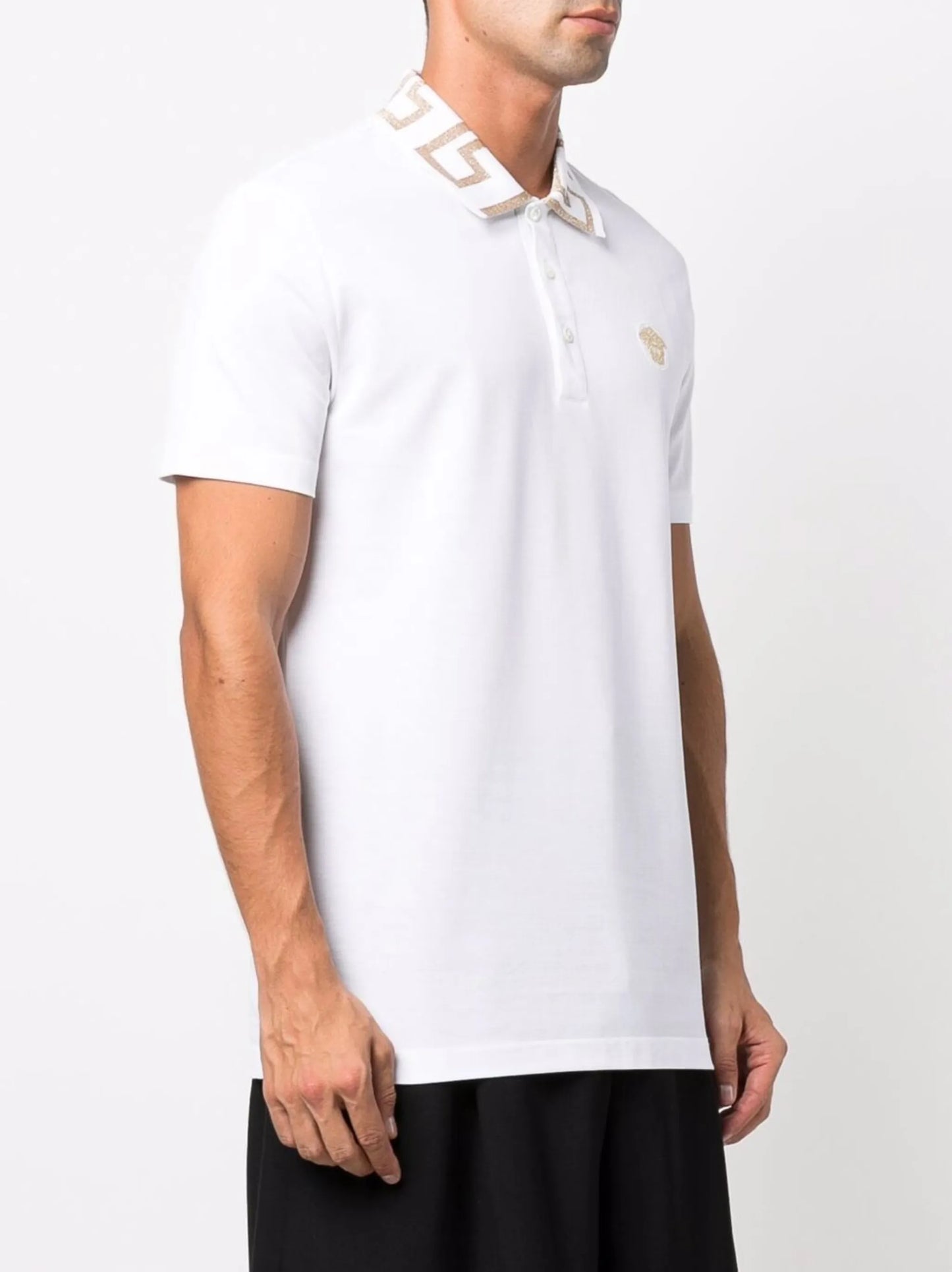 Greca-collar polo shirt