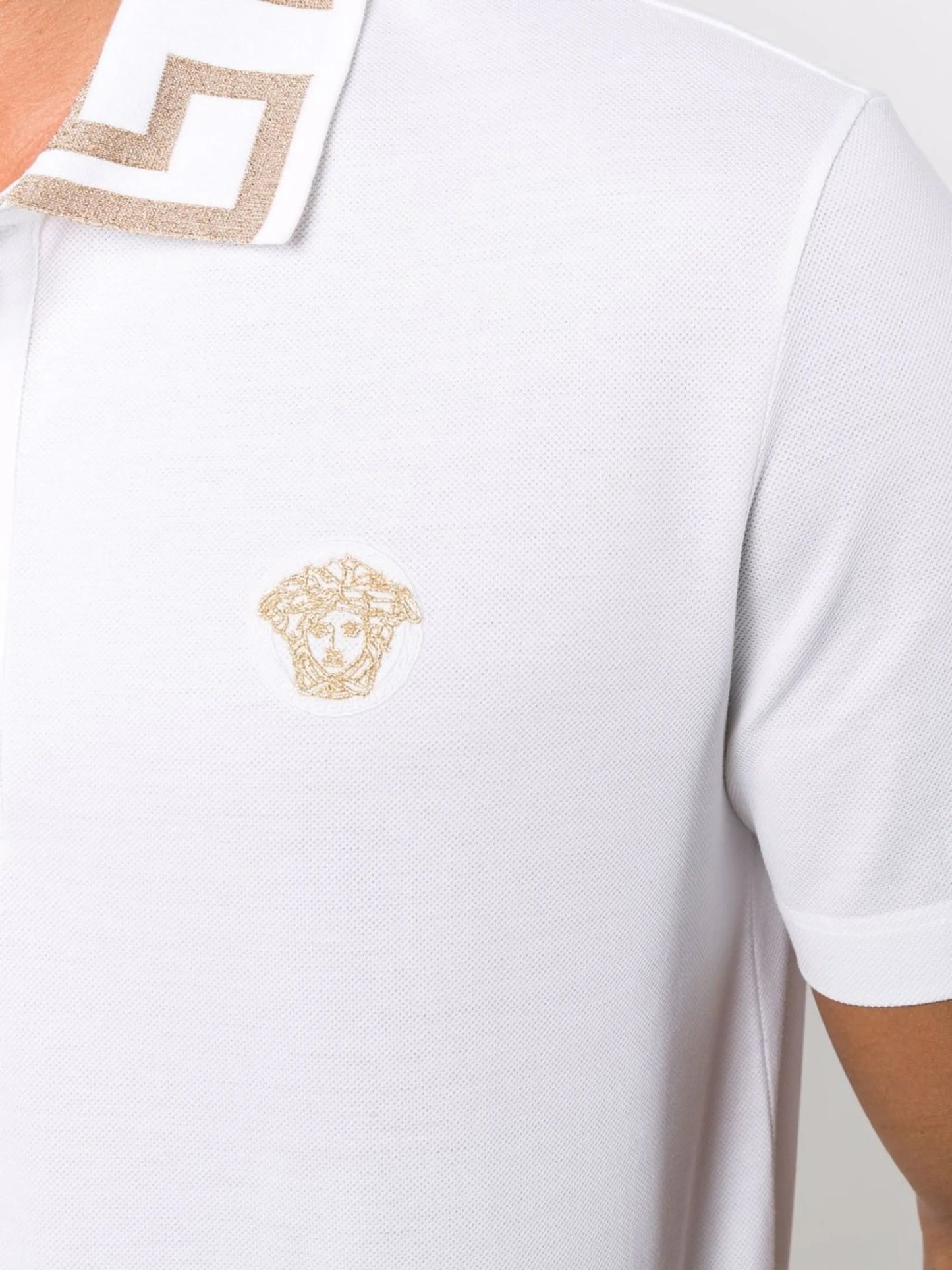 Greca-collar polo shirt