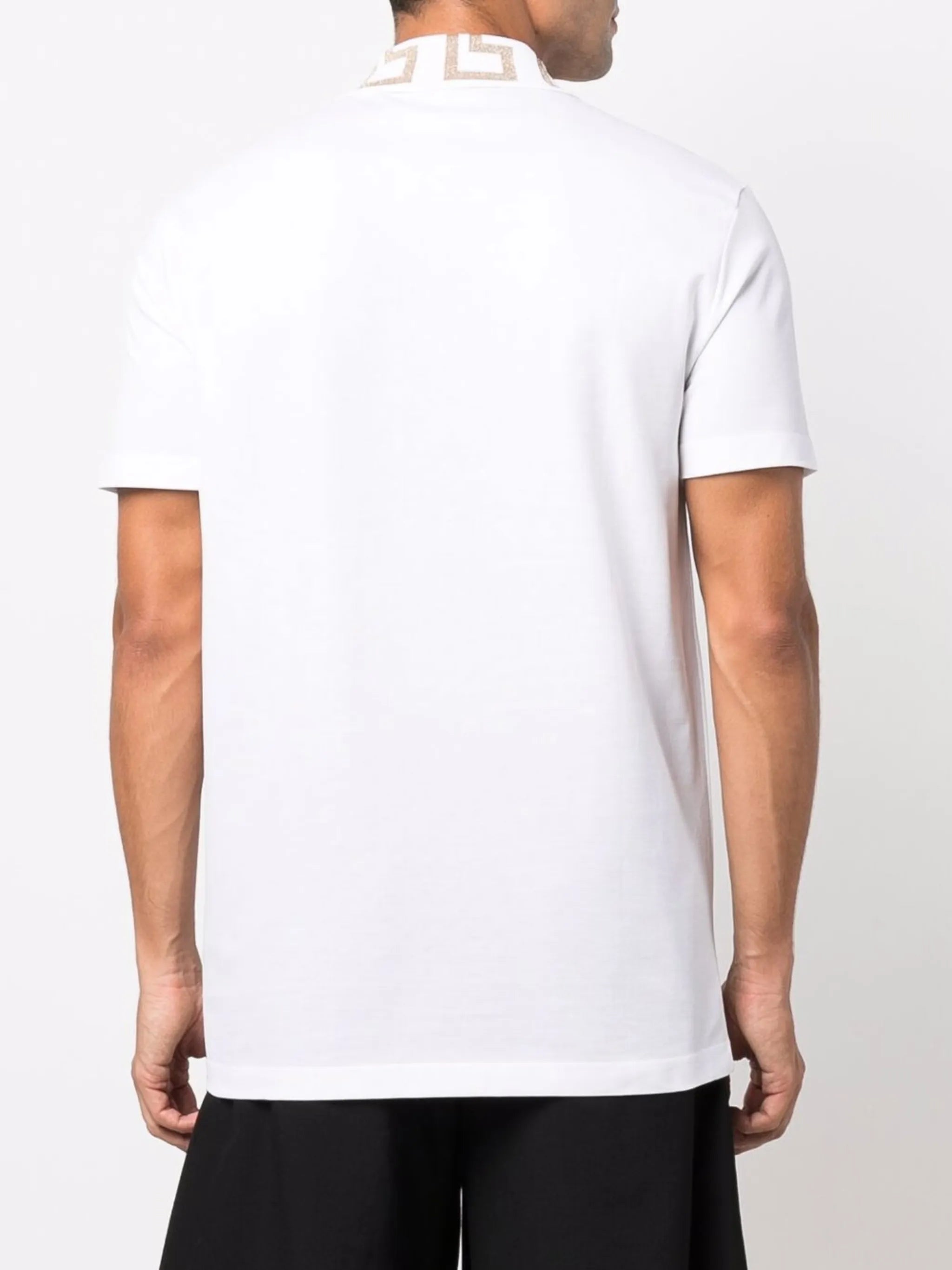 Greca-collar polo shirt