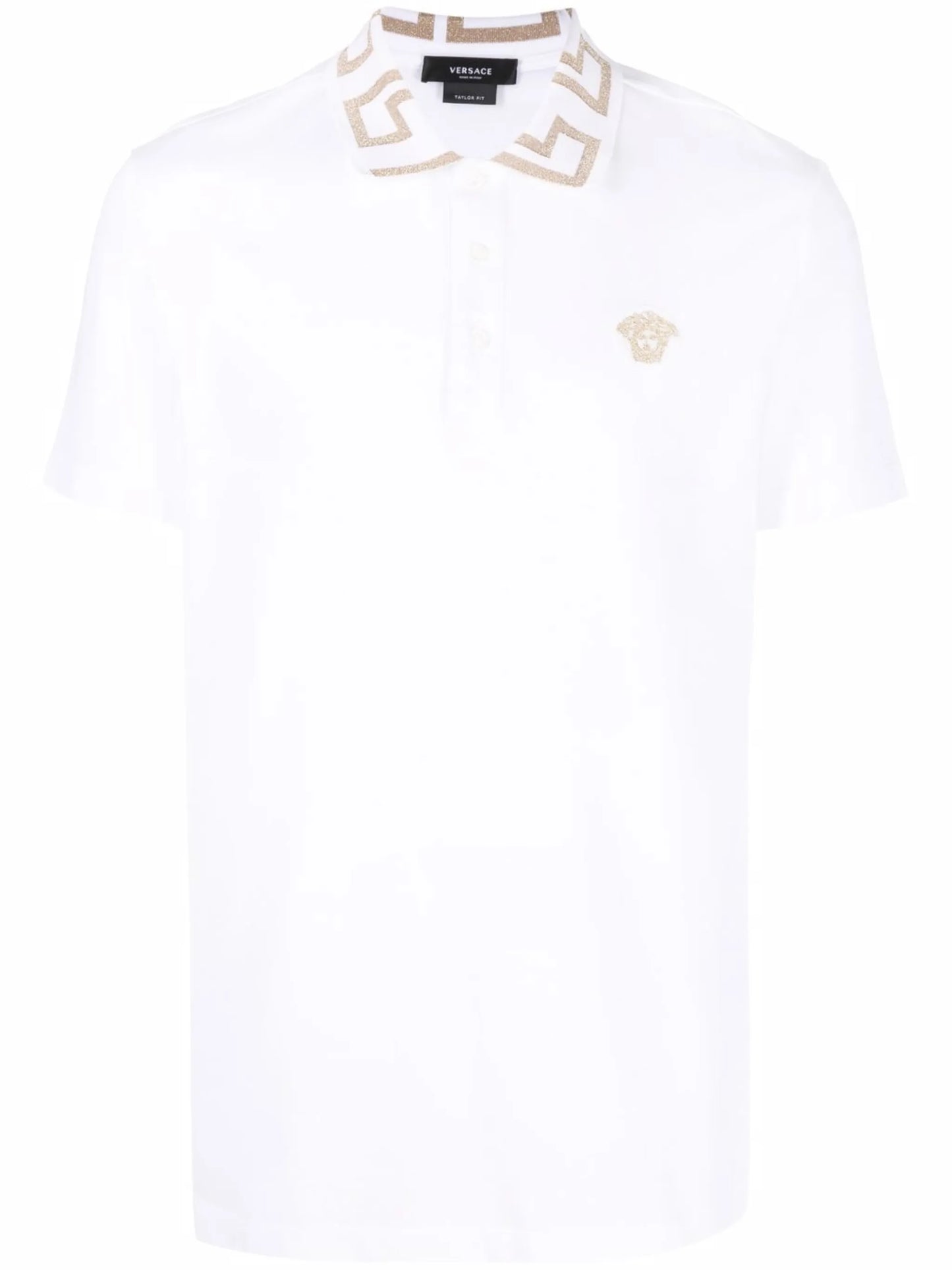 Greca-collar polo shirt