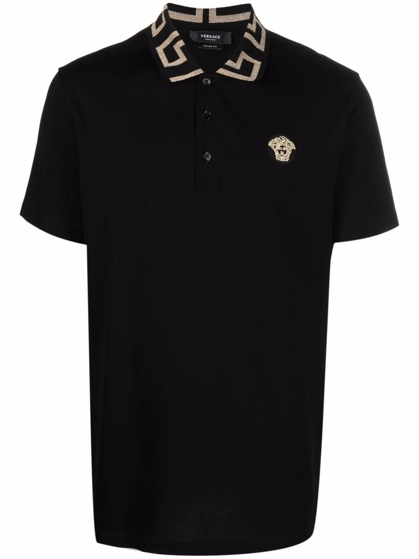 Greca-collar polo shirt
