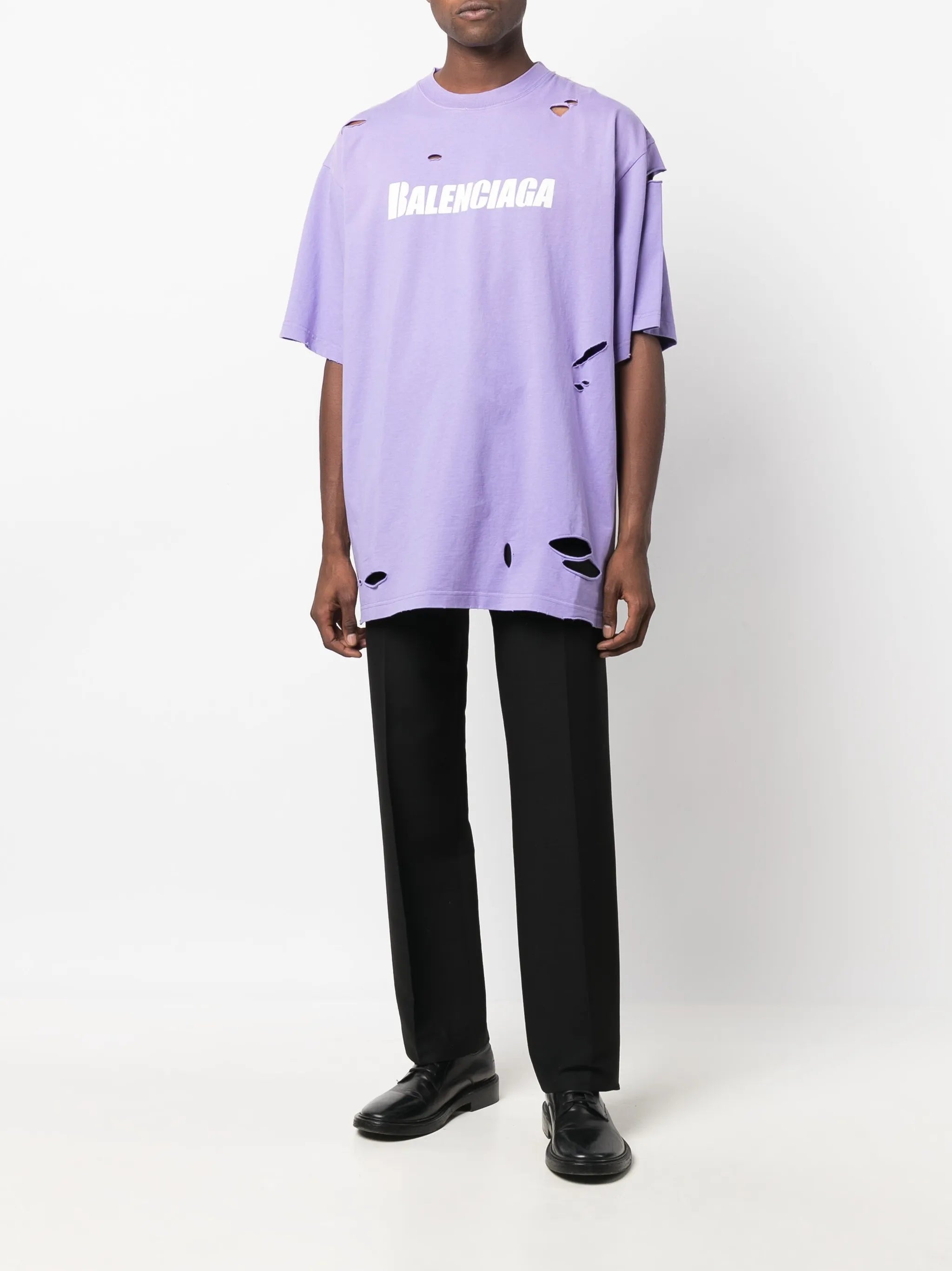 logo print distressed-finish T-shirt