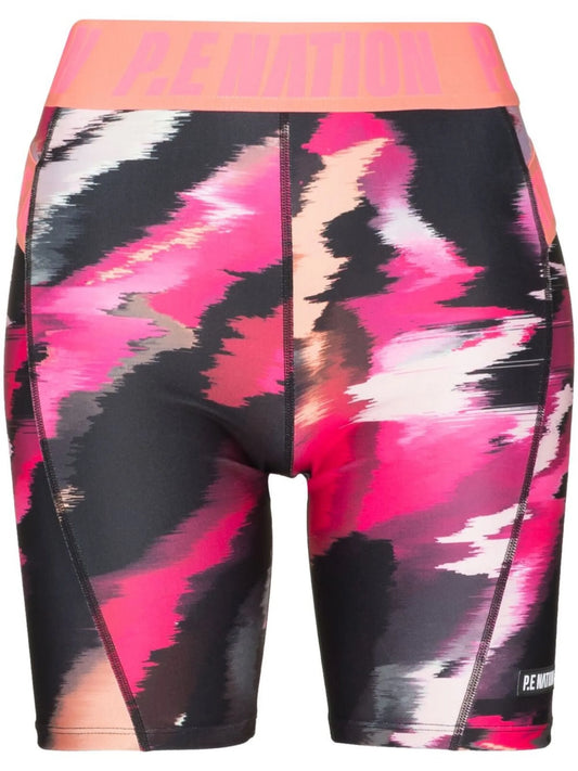 abstract print cycling shorts