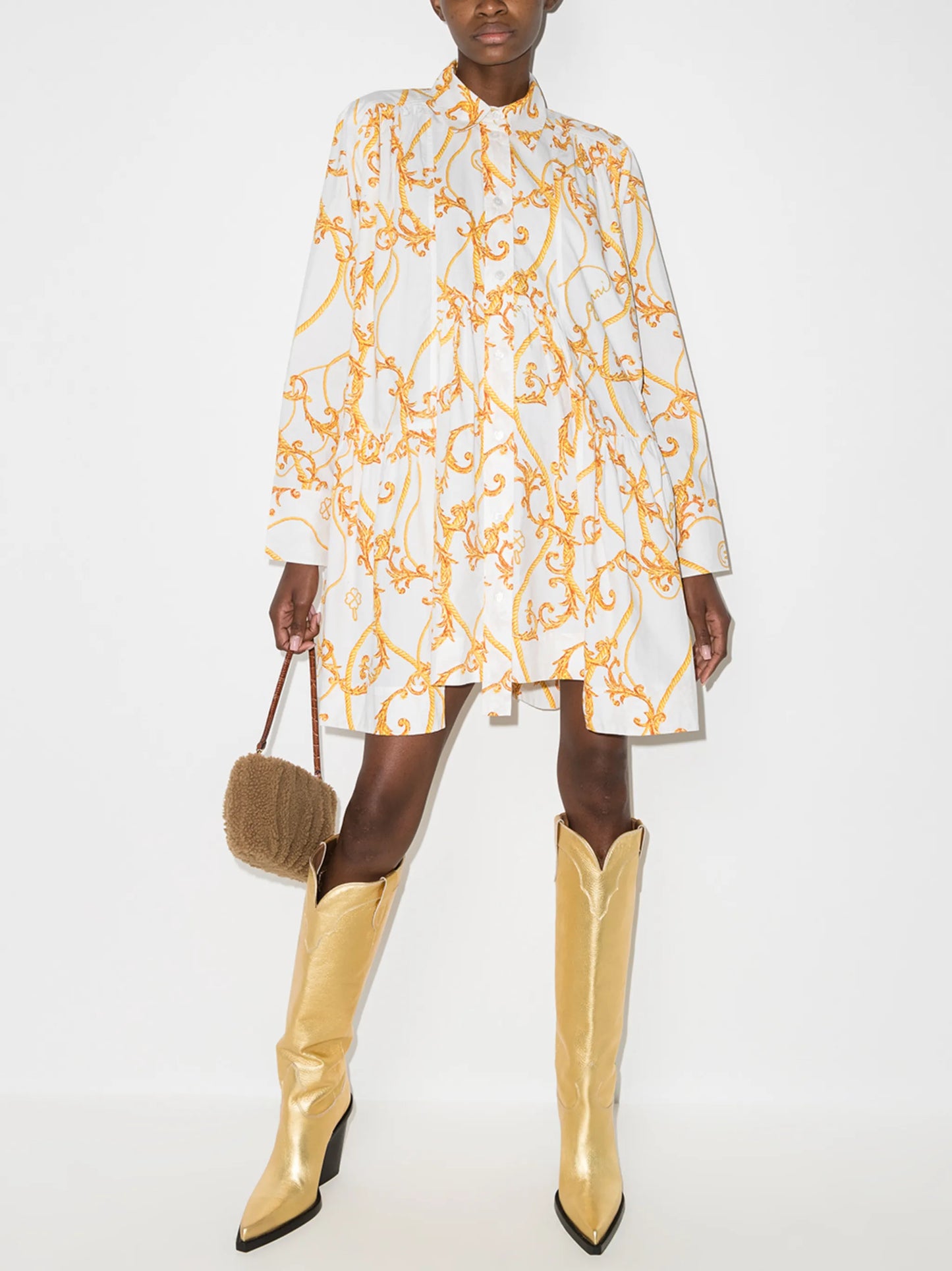 baroque-print mini dress