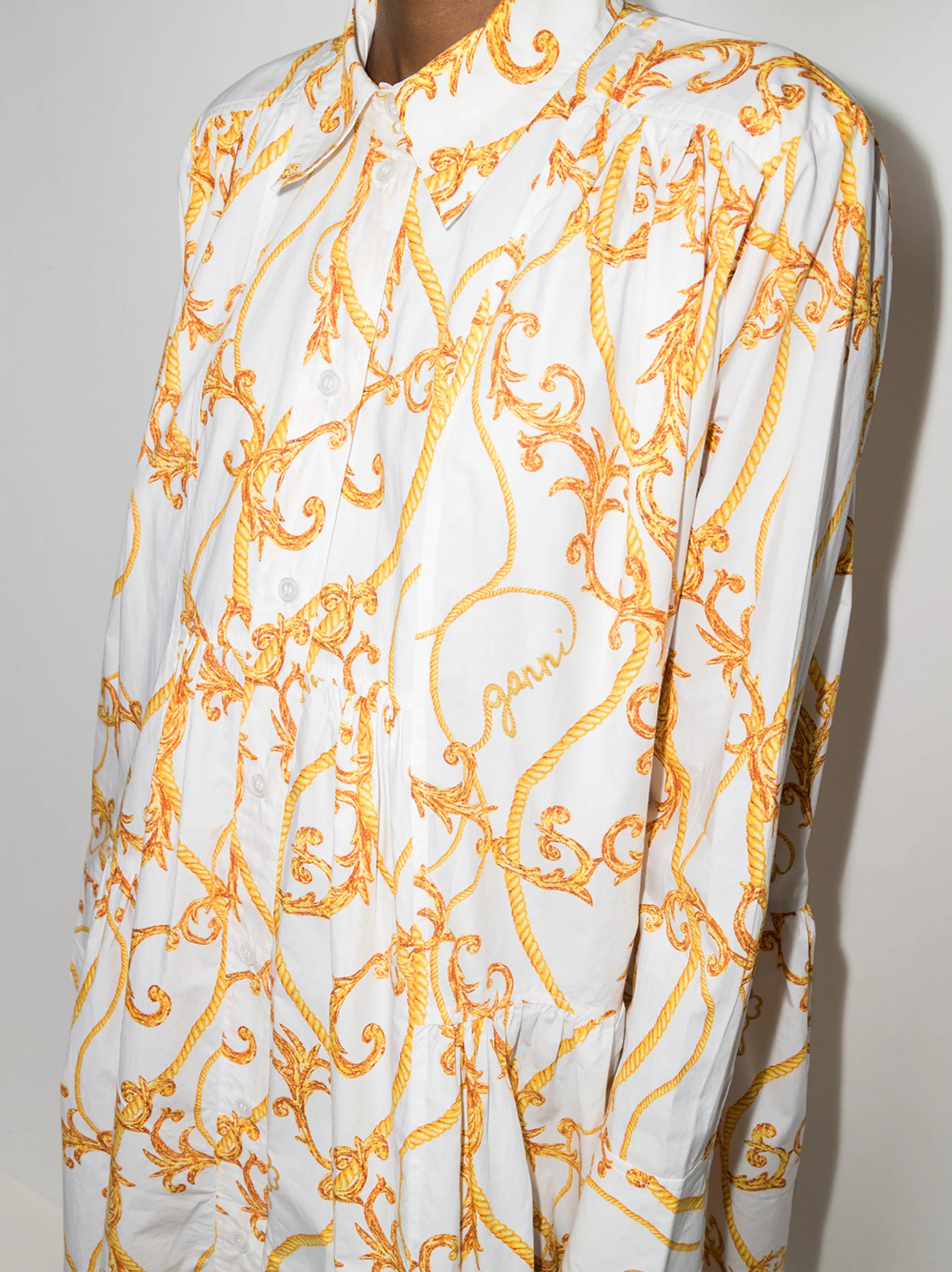 baroque-print mini dress