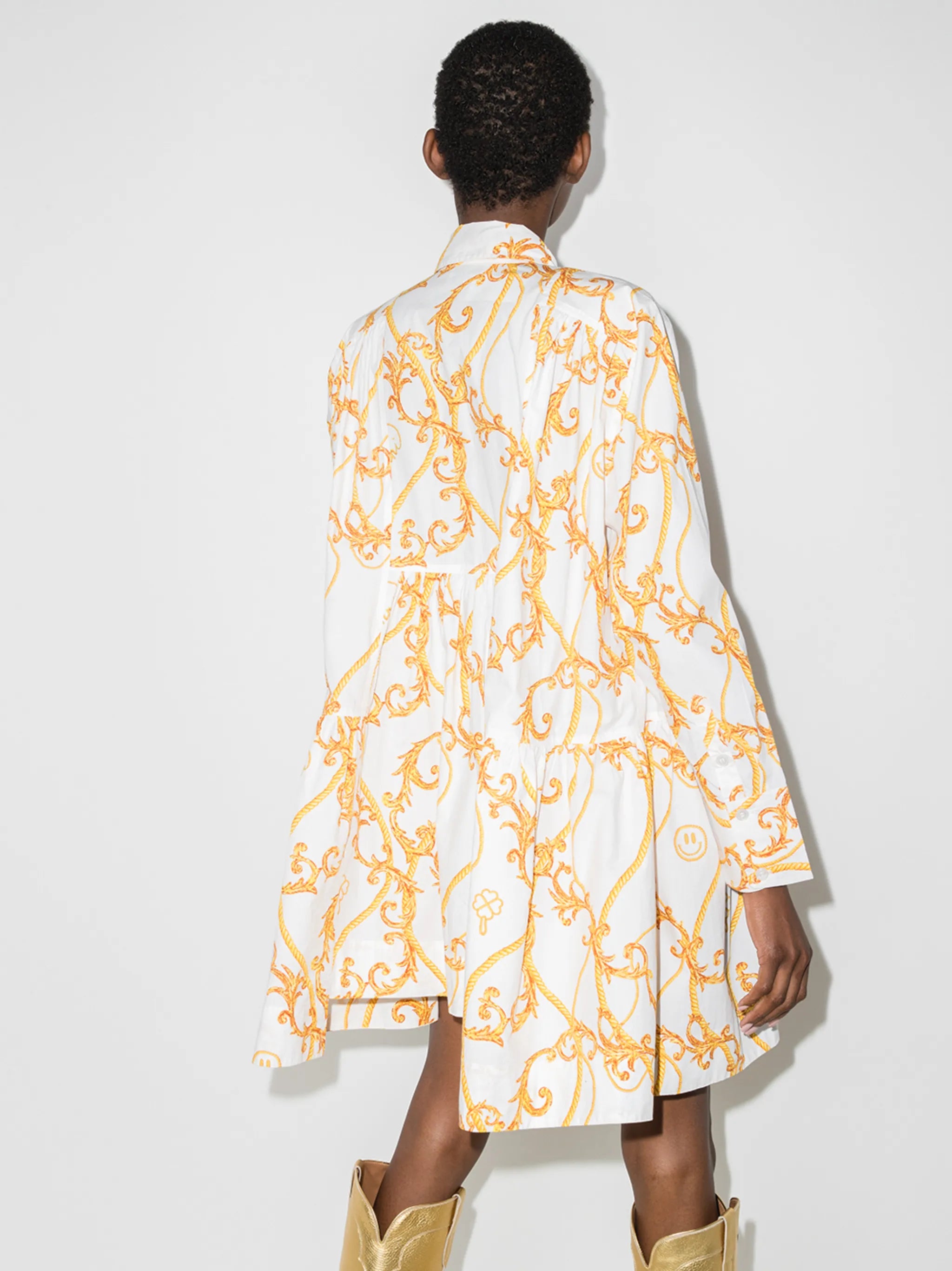 baroque-print mini dress