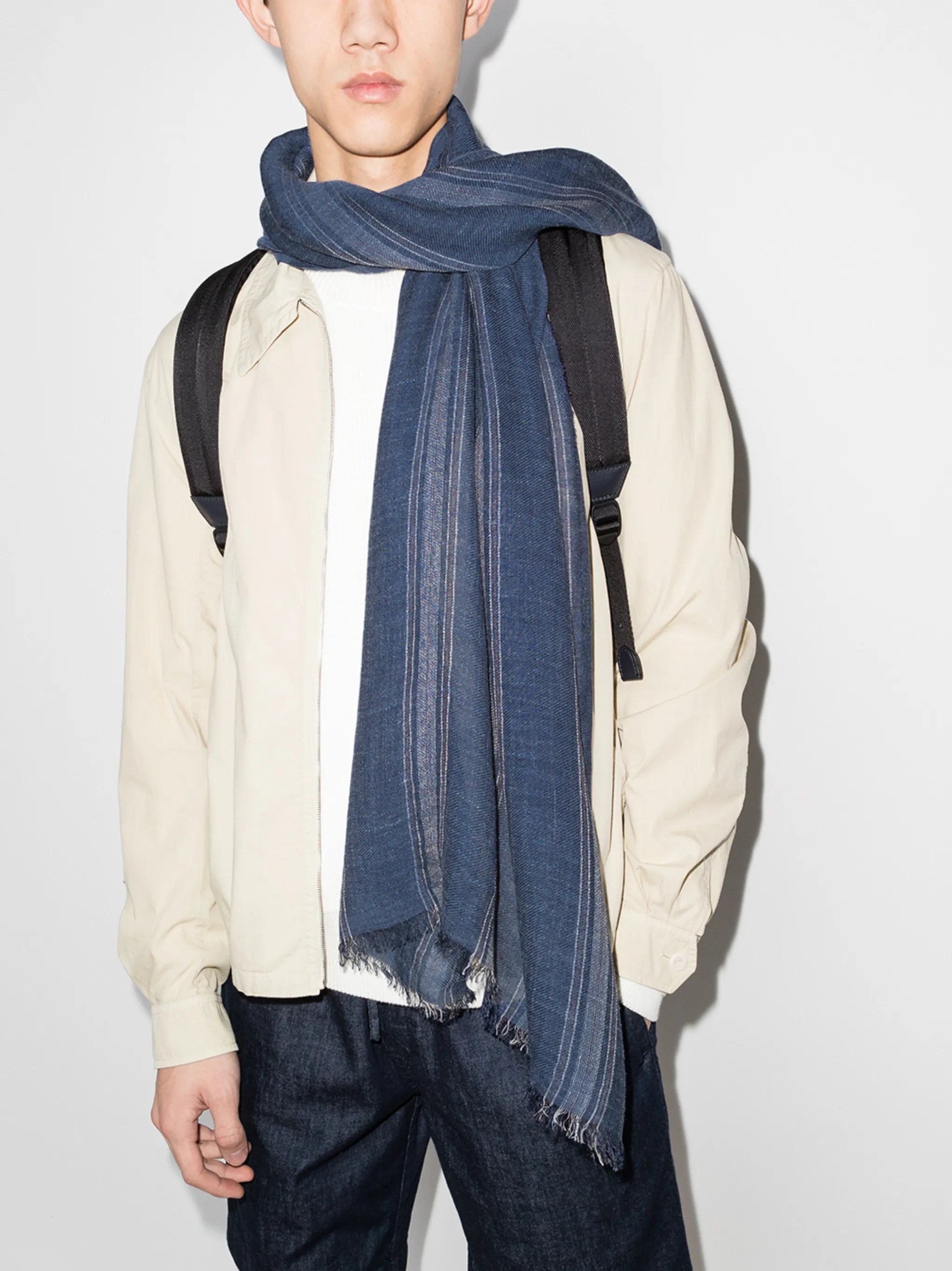 striped silk-blend scarf